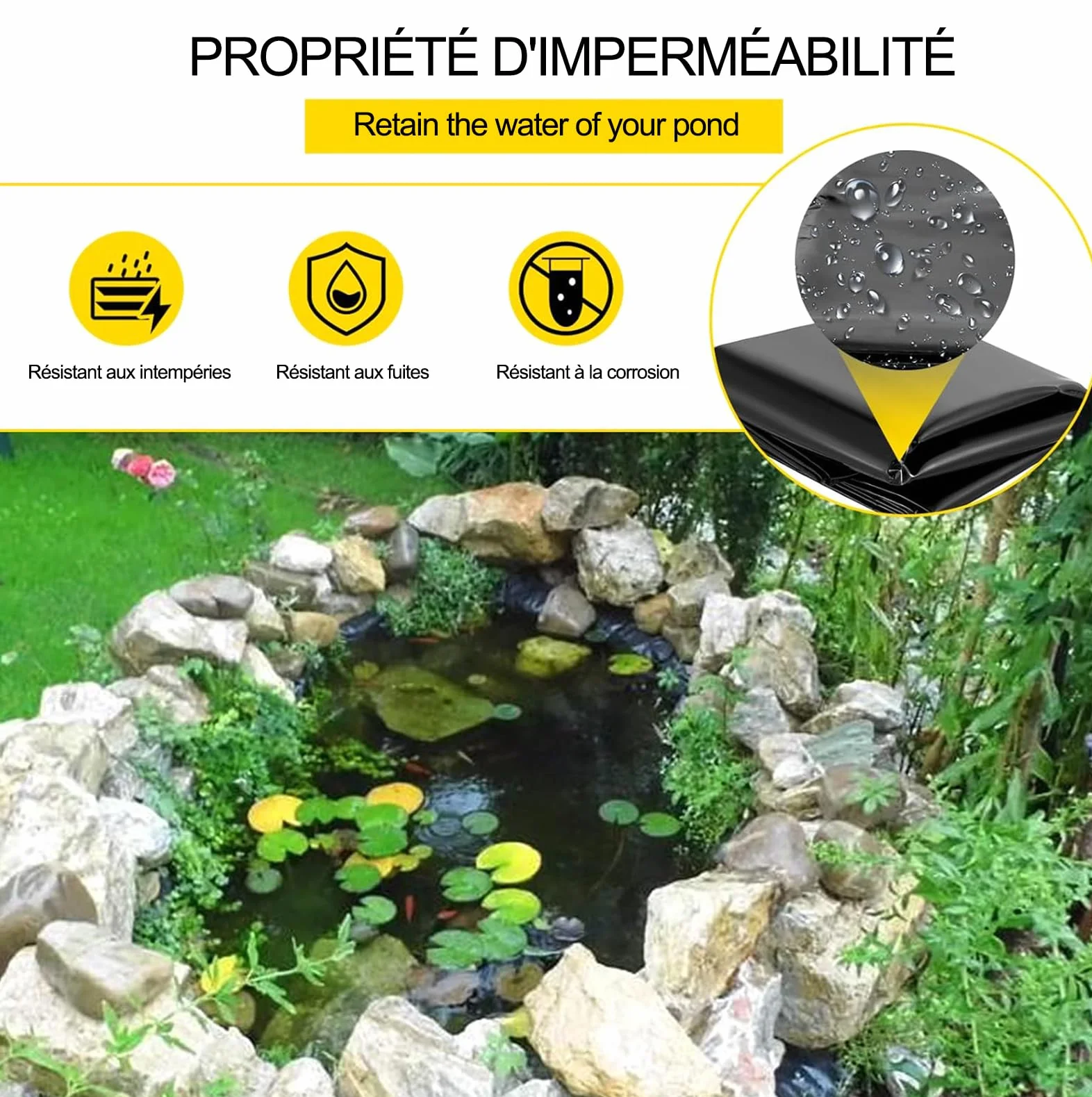Rivestimento per stagno in EPDM da 7 x 11,5 m, membrana impermeabile flessibile, durevole e facile da installare, versatile per uso esterno, perfetto per piscine da giardino e giochi d'acqua