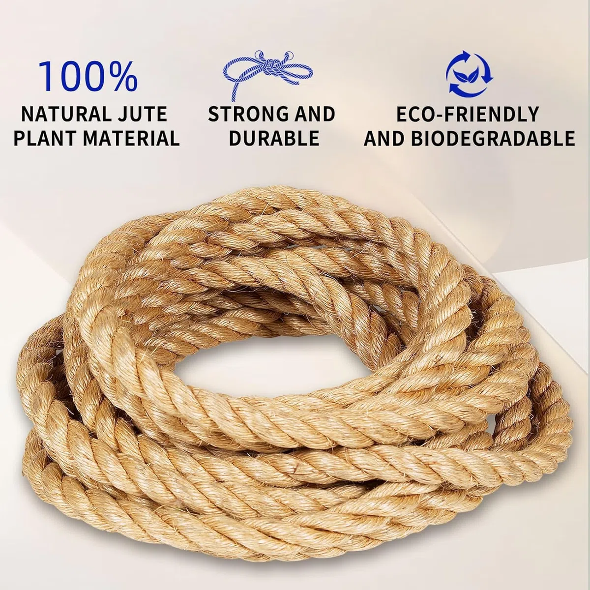 Corda Canapa 15M x 30mm, Spago di Iuta Naturale, Corda Juta per Decorazioni, Giardinaggio, Artigianato, Arrampicata, Tiragraffi per Gatti