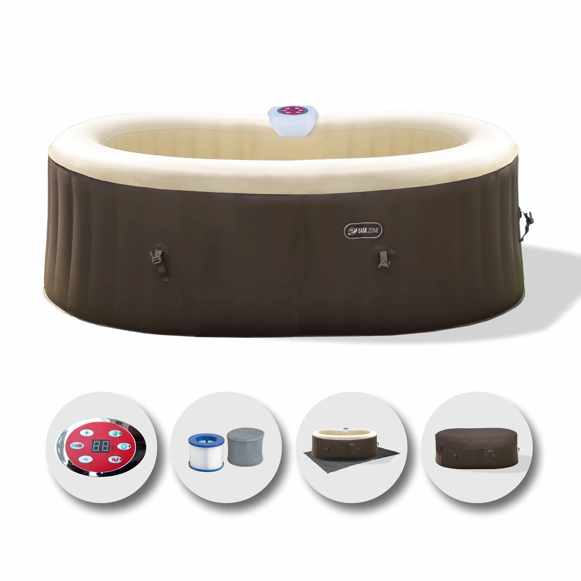 Vasca Idromassaggio gonfiabile, ovale, 190x120x65cm (550L/145GAL) con Pompa Integrata 30W