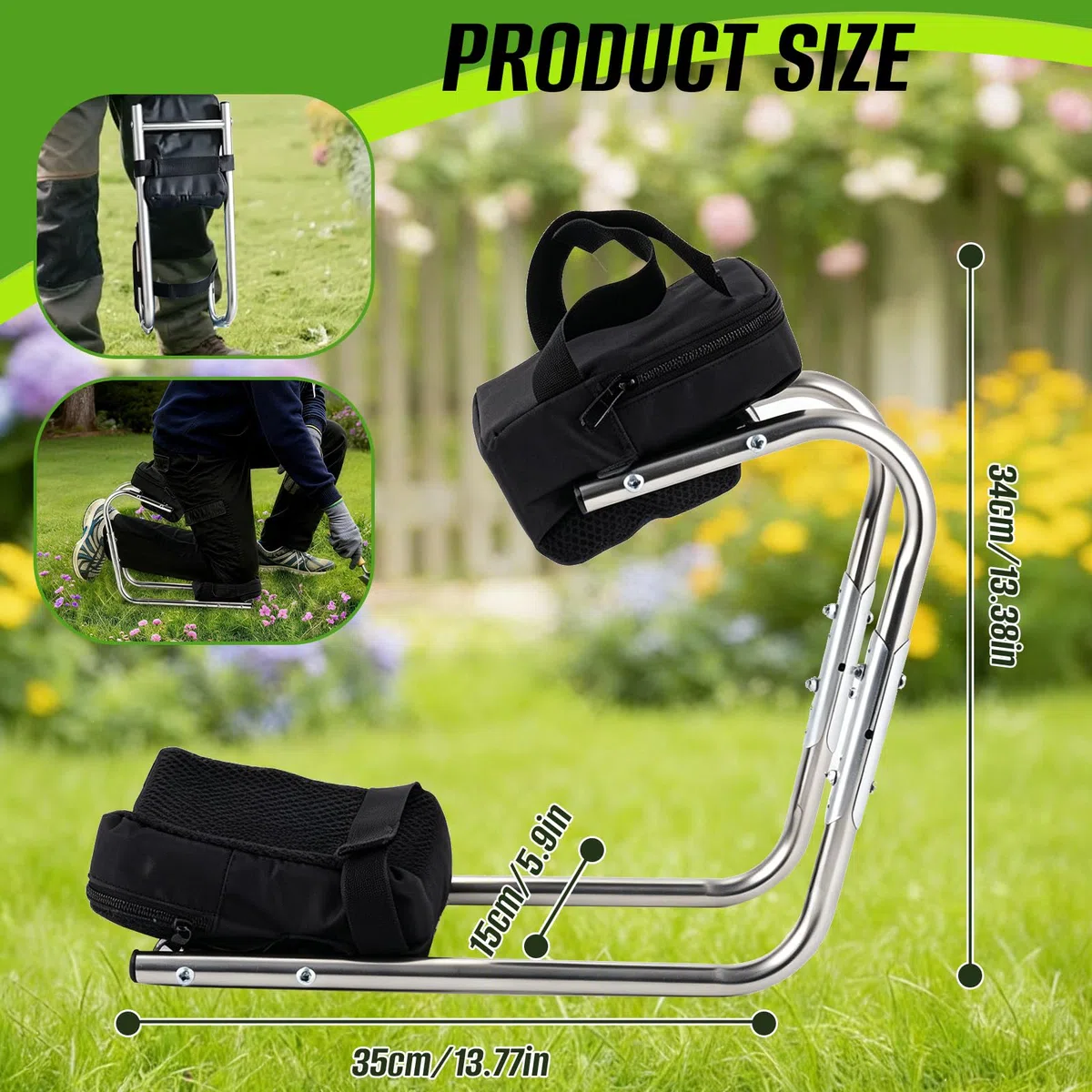 Sgabello da ginocchio, supporto da giardino con funzione seduta, protegge le ginocchia, portata fino a 200 kg, ideale per giardinaggio, lavori edili e usi professionali