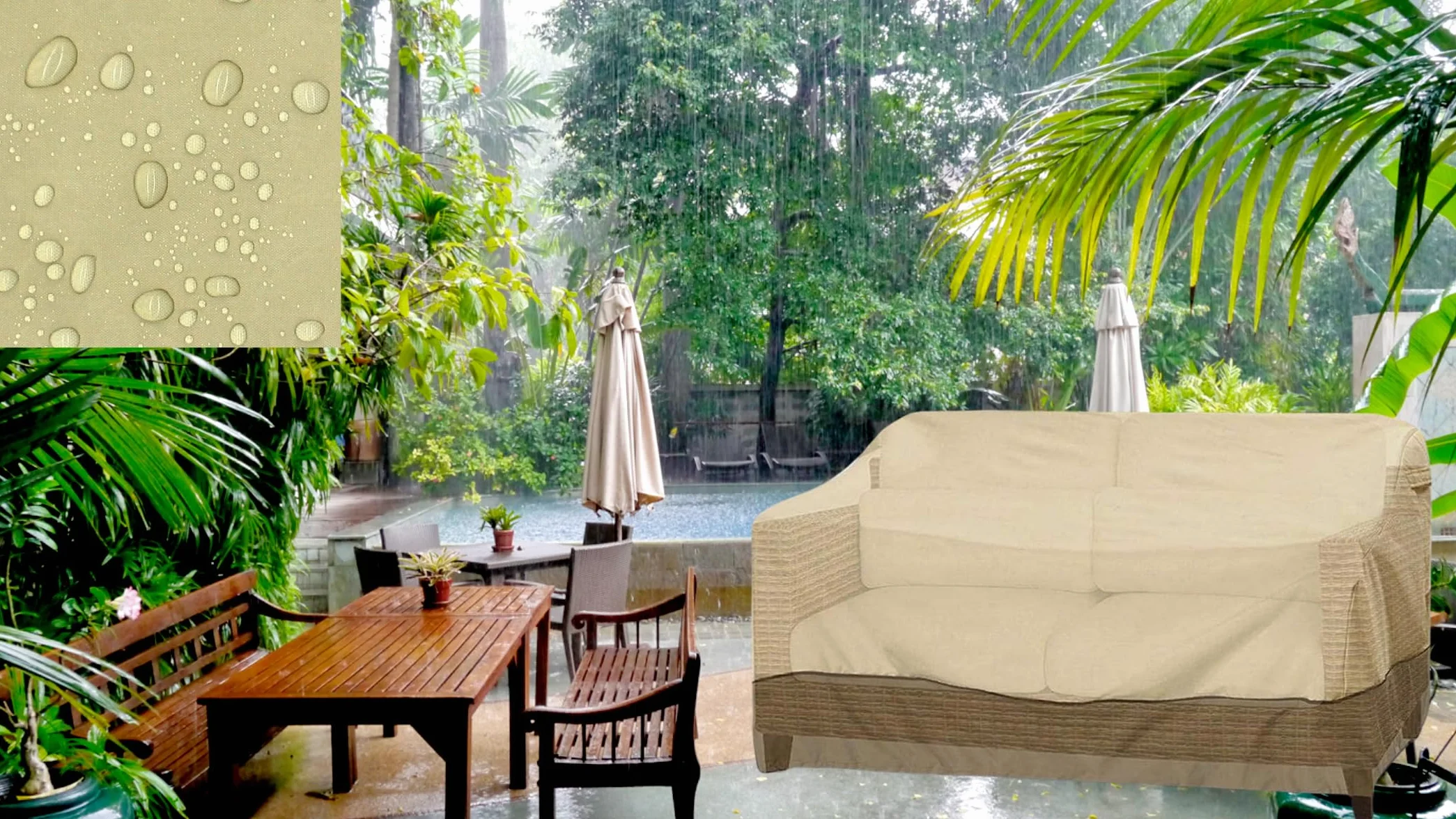Copertura esterna impermeabile, rivestimento per divano esterno, Oxford 210D impermeabile per mobili da giardino o terrazza, copertura di protezione per giardino (147x83x79CM)