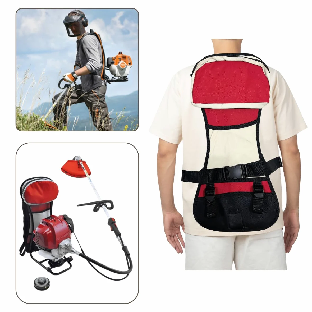 Imbracatura per decespugliatori di Zaino. Imbracatura imbottita ed ergonomica per lunghe giornate di lavoro. Include cinghie per la regolazione della schiena