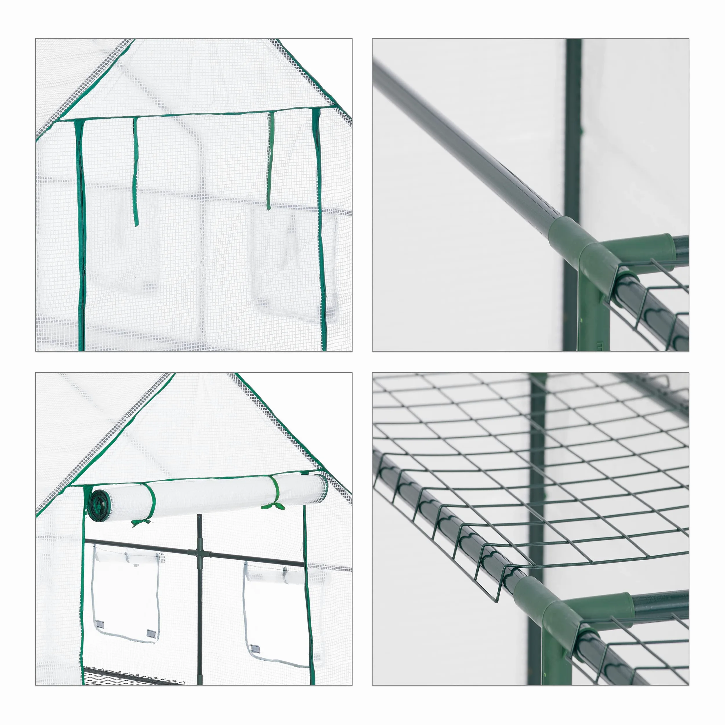 Relaxdays Serra in Telo, 4 Finestre, 2 Scaffali, Tenda in Pellicola, per Pomodori, 2m², HLP 190x140x140 cm, Trasparente