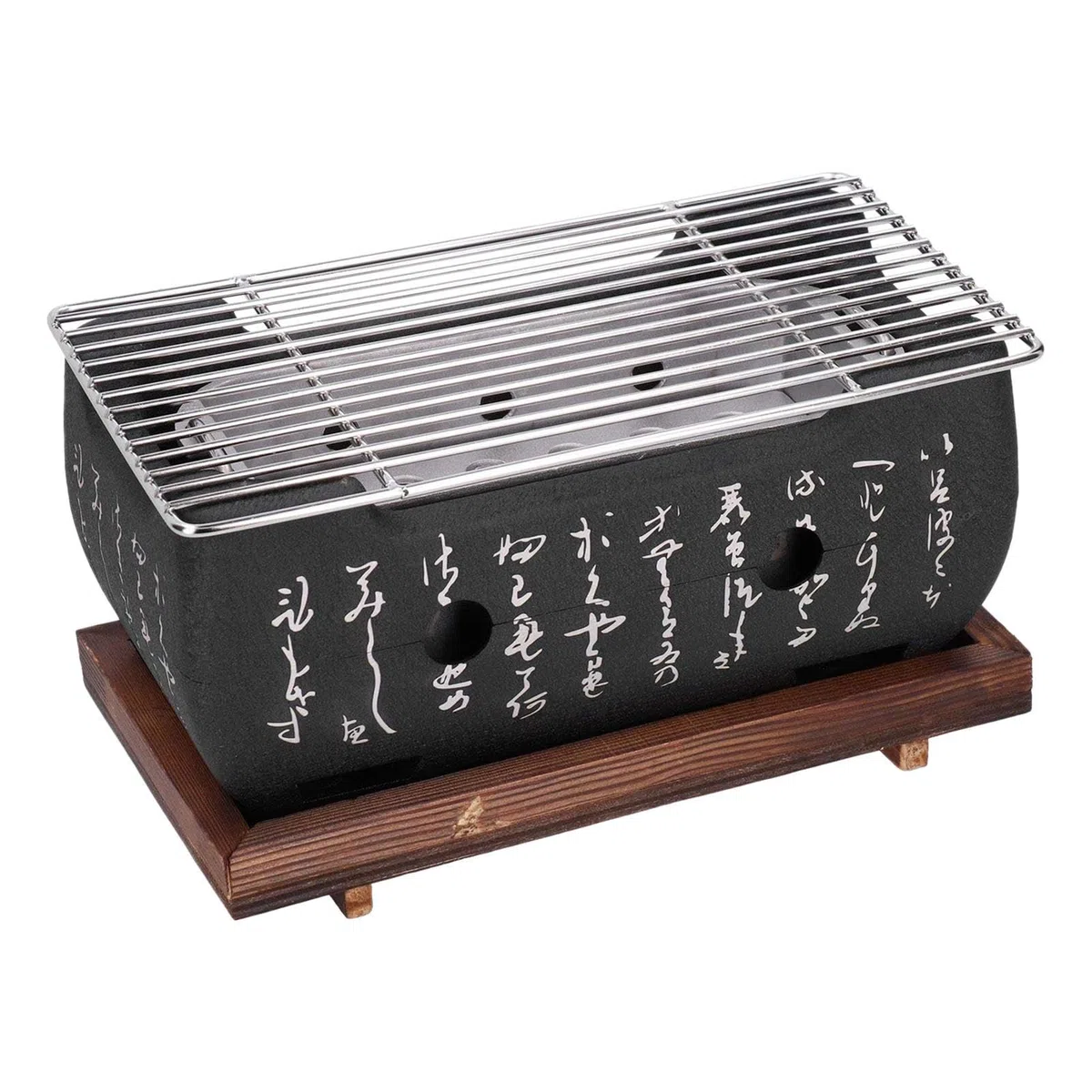 Barbecue giapponese – Griglia rettangolare per barbecue in stile giapponese | Barbecue portatile rettangolare con rete a carbonella per la casa BBQ, barbecue a carbonella cromato a | giapponese | Barbecue portatile rettangolare con rete a carbonella per l