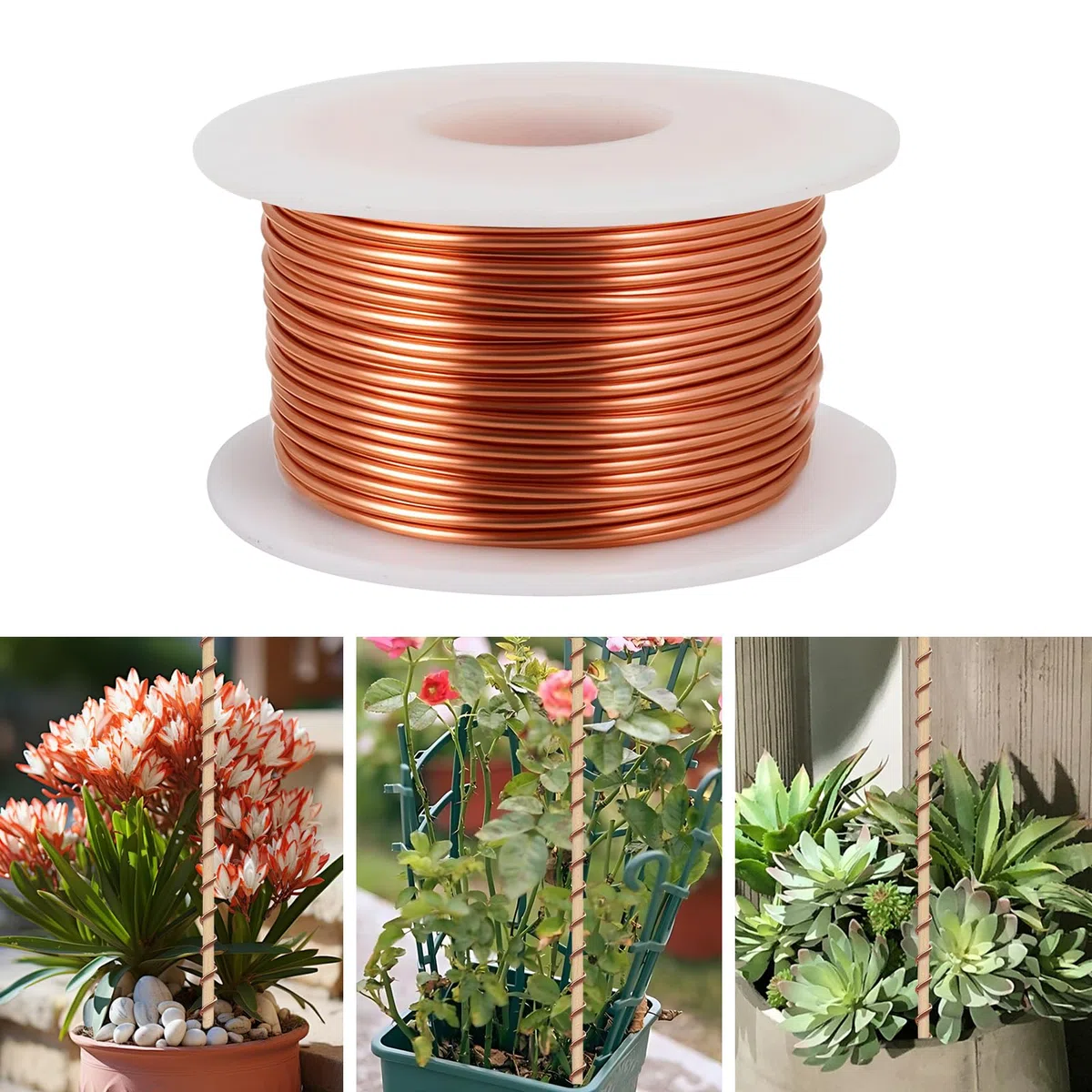 100m Electroculture Giardinaggio Filo di Rame, Filo Rame Puro per Giardinaggio, Coltivazione di Piante e Ortaggi