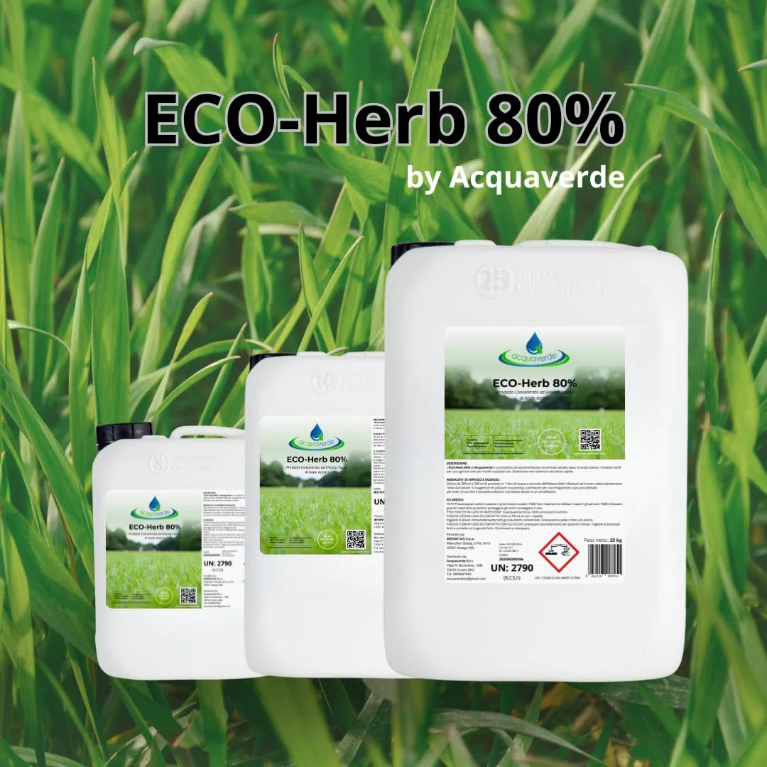 acquaverde | ECO-Herb 80%, Acido Acetico 80% Concentrato - 5 L, Azione Erbicida Rapida, Effetto Diserbante, Stop alle Erbe Infestanti per Viali, Aree Incolte, Piazzali