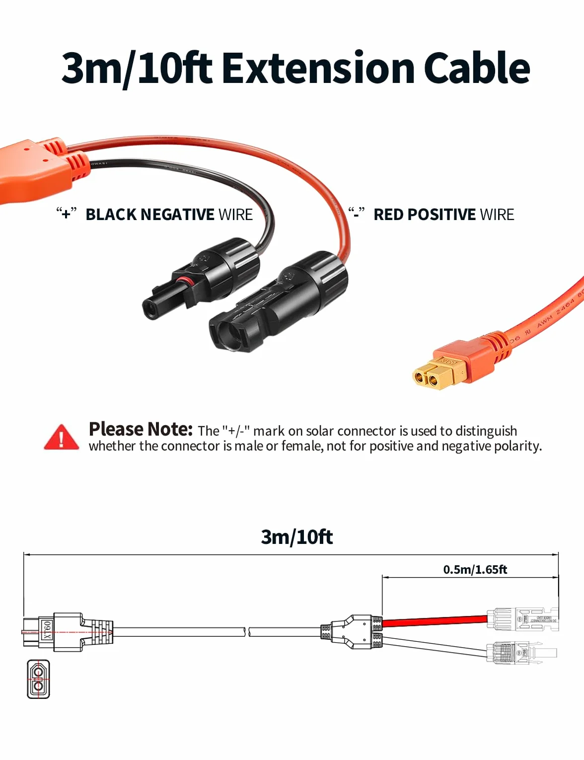 Tonton Cavo di prolunga solare MC4 da connettore a XT60, 3 m, 12 AWG, cavo di prolunga per pannelli solari, centrale elettrica portatile, generatore solare, camper e batteria LiFePO4 (ingresso XT60)