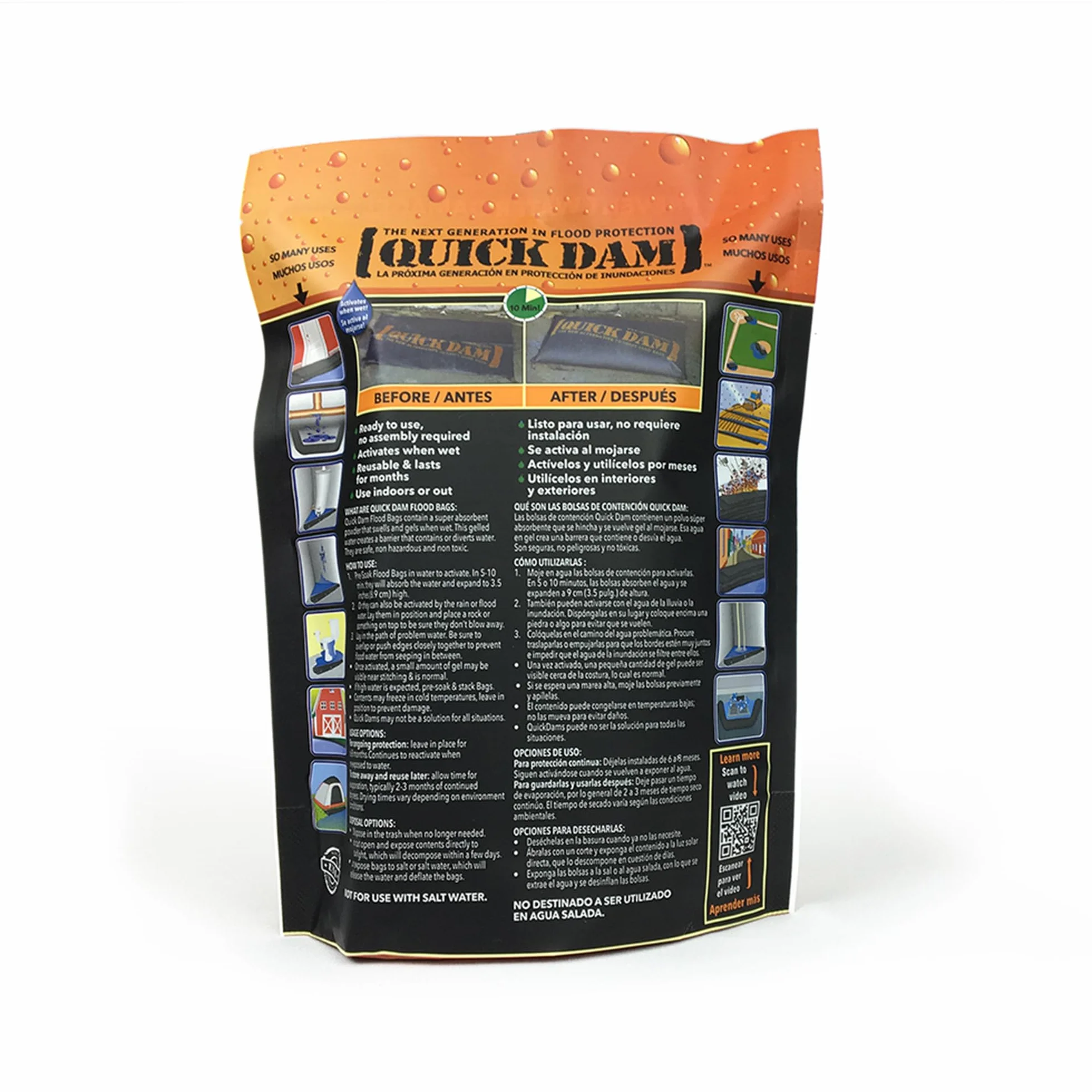 Quick Dam QD1224-2 - Sacchetti per inondazione attivati dall'acqua, confezione da 2, colore: nero