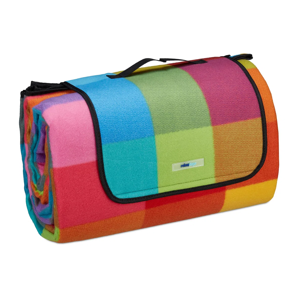 Relaxdays Coperta da Picnic XXL, 200 x 300 cm, Plaid Impermeabile Spiaggia, Isolante, Telo Morbido con Manico, Colorato