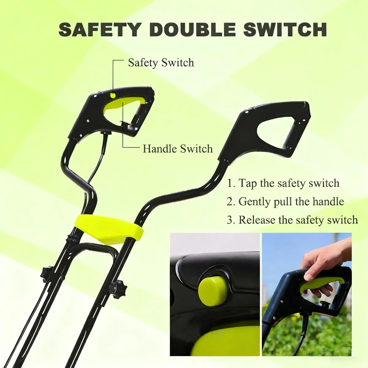 Motocoltivatore Elettrico da Giardino, Motozappa Elettrica a Batteria, Larghezza di Lavoro 35,6 Cm, profondità di Lavoro 18 Cm, con Doppio Interruttore di Sicurezza On/off