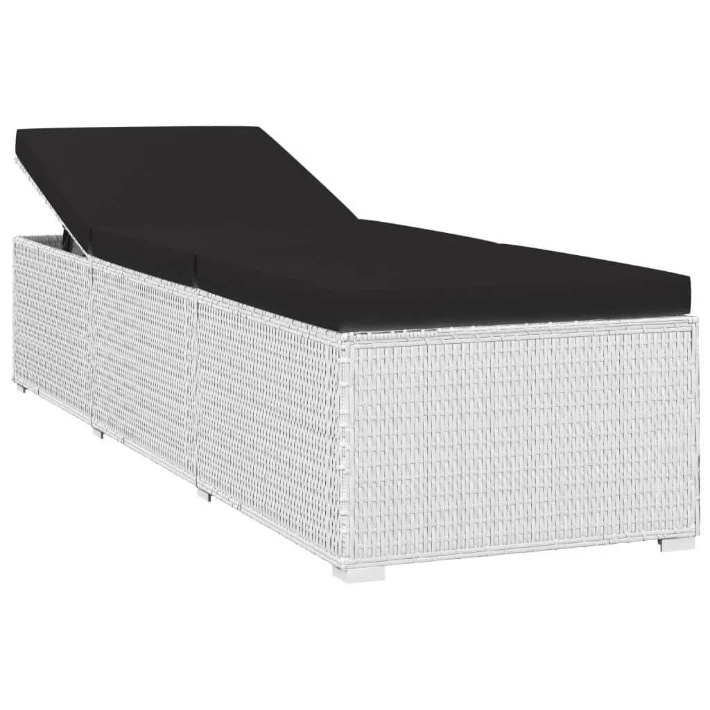 vidaXL Lettini Prendisole con Tavolino 3 pz in Polyrattan Bianco