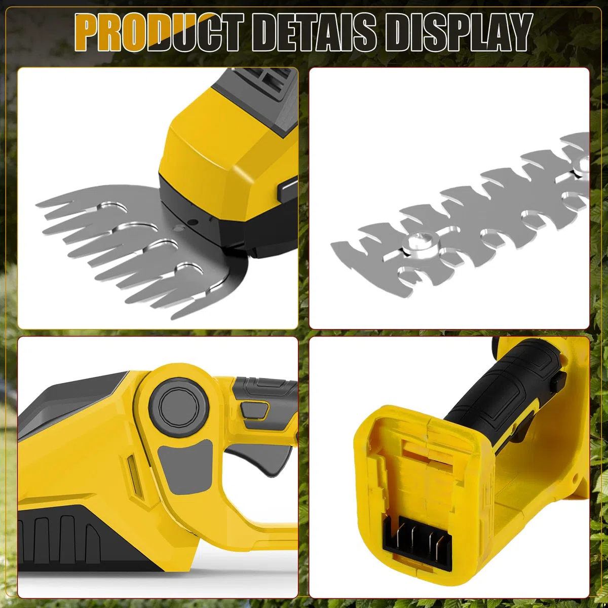 Tagliasiepi a Batteria compatibile con Dewalt 20V 18V, Tosasiepi Taglia Siepi, Giardino Arbusti Siepi, Cesoia per Erba, Elettrico Tagliasiepi con Lame Rifilasiepi e Erba (Non include la batteria)