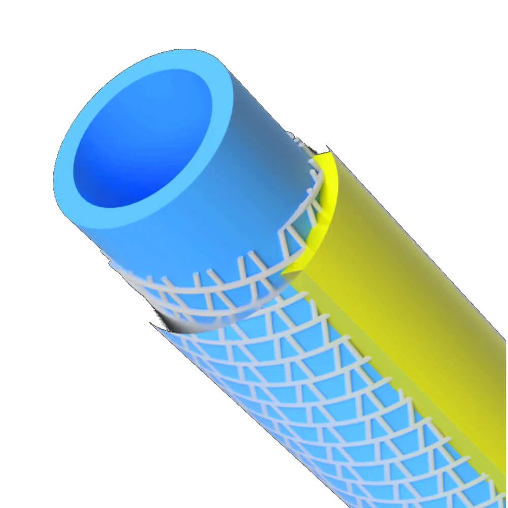 Tubo dell'acqua professionale da 1/2 pollici, colore blu/giallo, indeformabile, resistente ai raggi UV (50 metri)