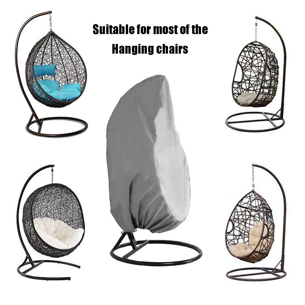 Copertura per sedia sospesa da patio, impermeabile, in tessuto Oxford 210D, con fodera in PVC, copertura per sedia a dondolo da veranda da patio, copertura per sedia a uovo con borsa