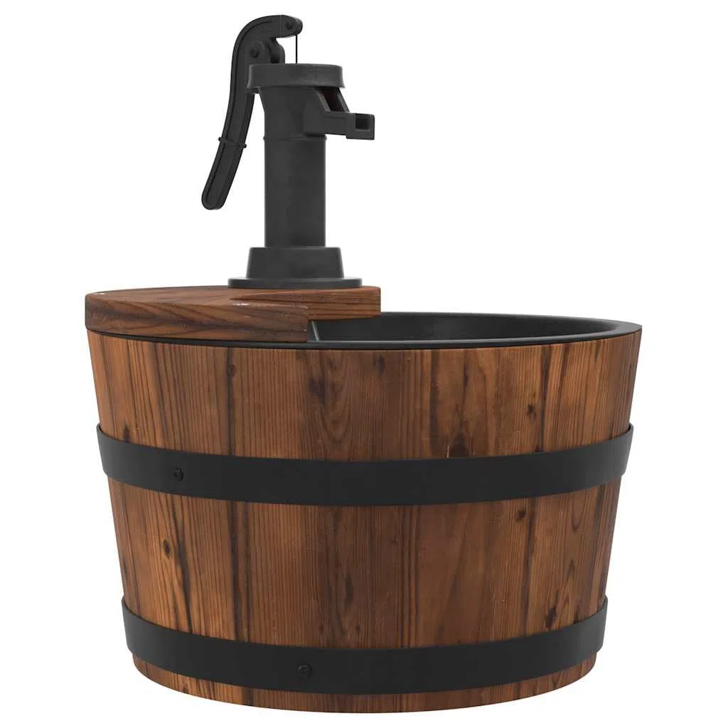 Fontana da giardino con pompa, in legno di abete massiccio, 28 x 28 x 34,5 cm, rivestimento in polipropilene, gioco d'acqua per terrazza, giardino e balcone, cascata decorativa per relax e