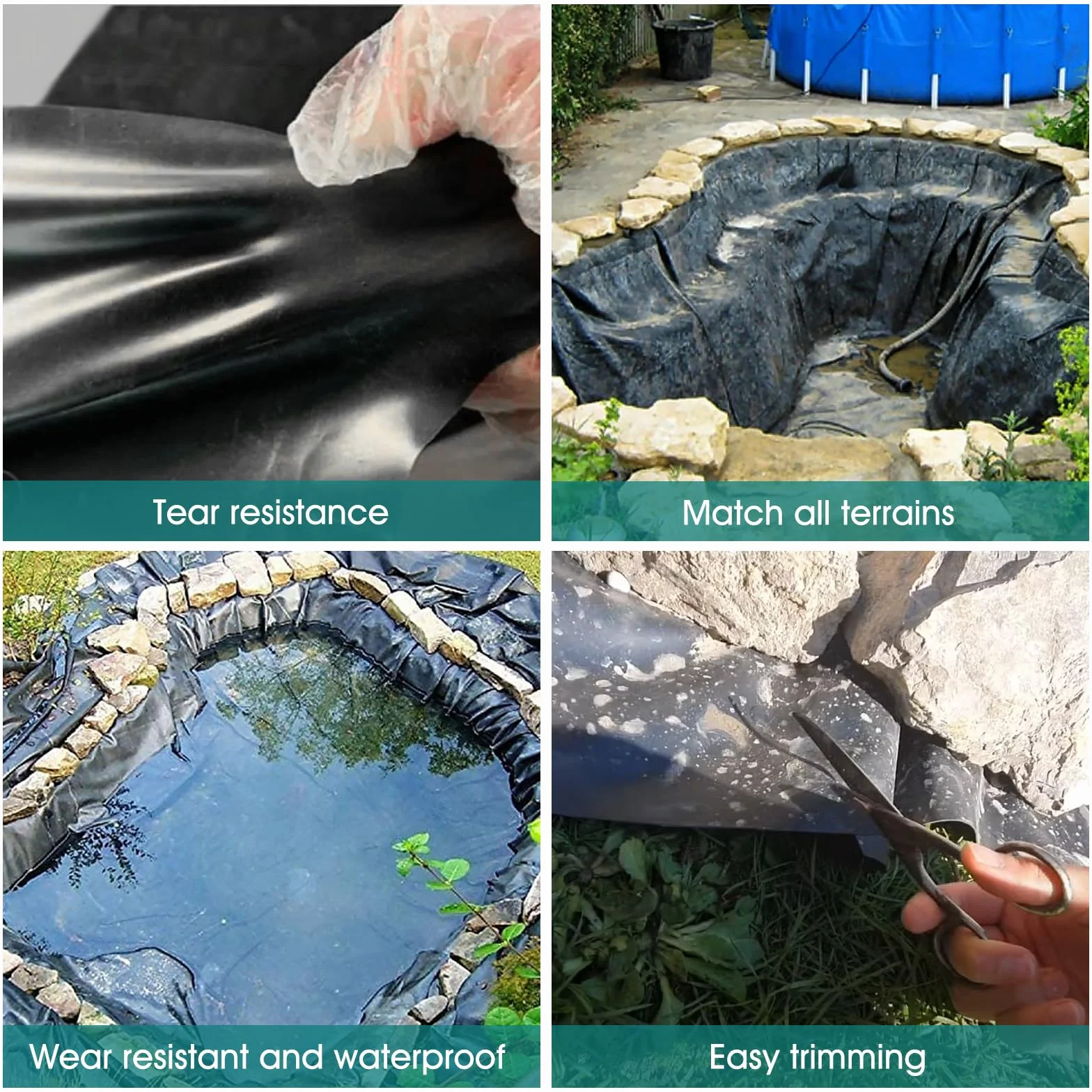 Grande Rivestimento per laghetto da Giardino, Basi flessibilie per stagni, Pond Liner