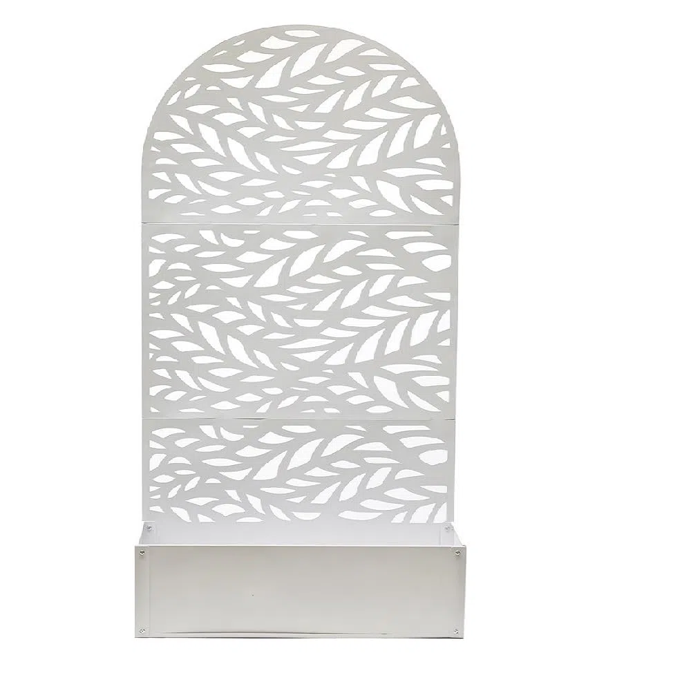 Fioriera in Metallo Bianca con Spalliera ad Arco per Piante Rampicanti Pannello Divisorio Privacy e Separatore per Esterno e Interno L90xP33x alta 180 cm Design Elegante e Moderno separe'