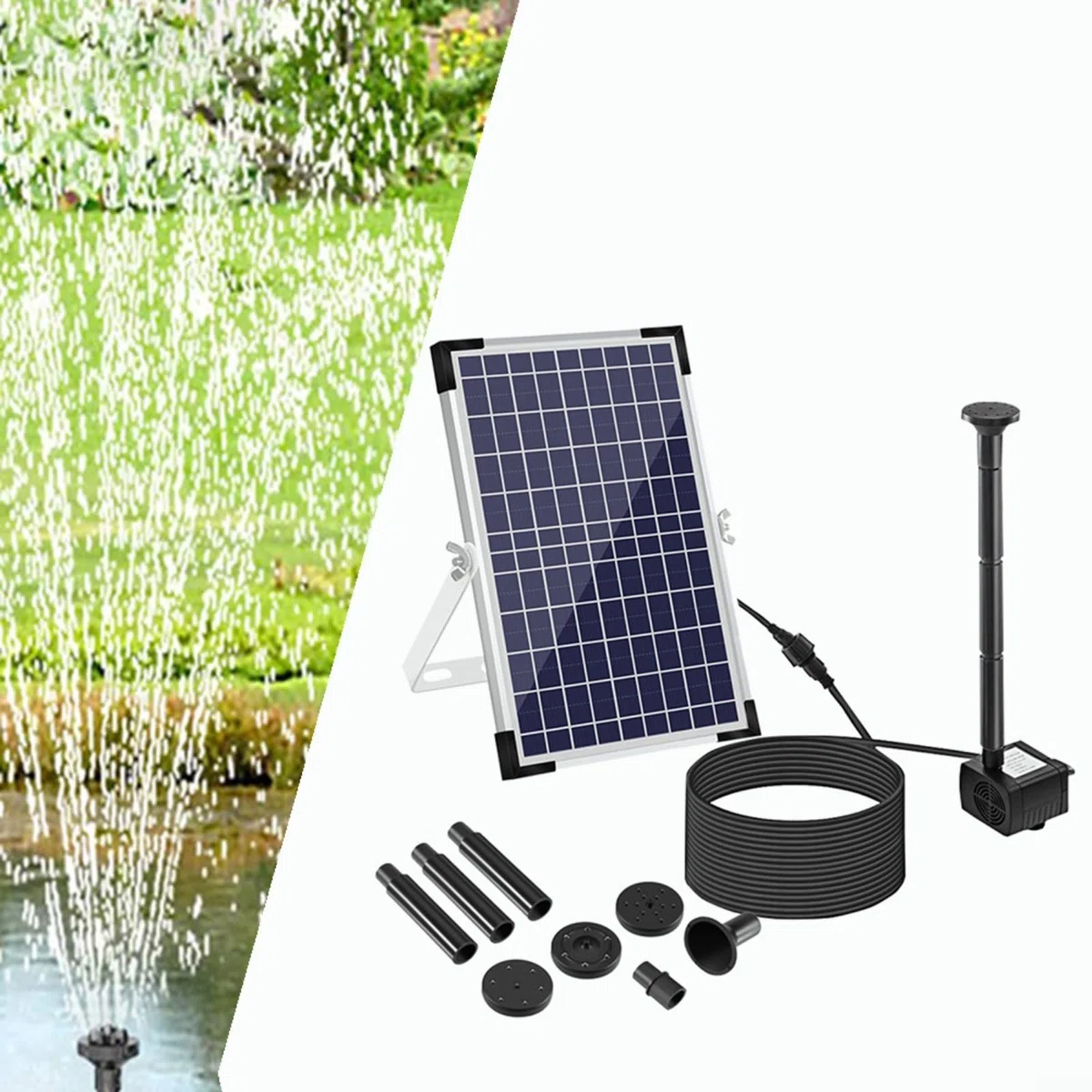 Fontana solare, stagno solare da 10 W con 9 ugelli per il sistema di circolazione della caratteristica dell'acqua del giardino del bagno degli uccelli