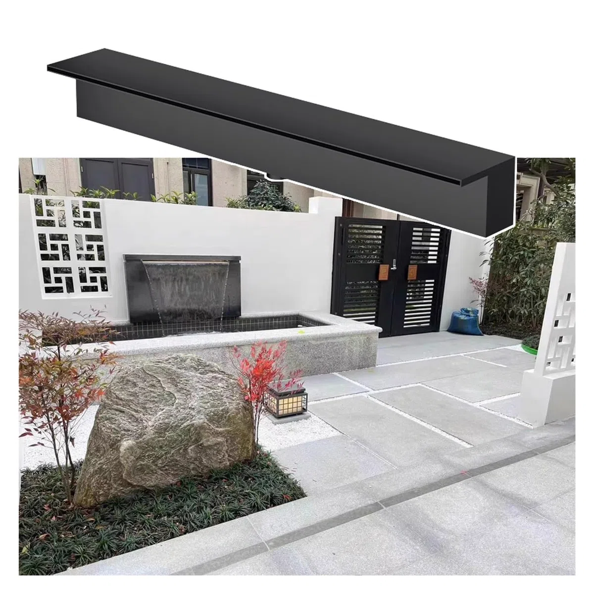Cascata Artificiale da Esterno per Giardino, Fontana per laghetto da 30 cm con Tubo Flessibile e connettore in PVC, Uscita di spruzzo a Incasso per Decorazione del Giardino.