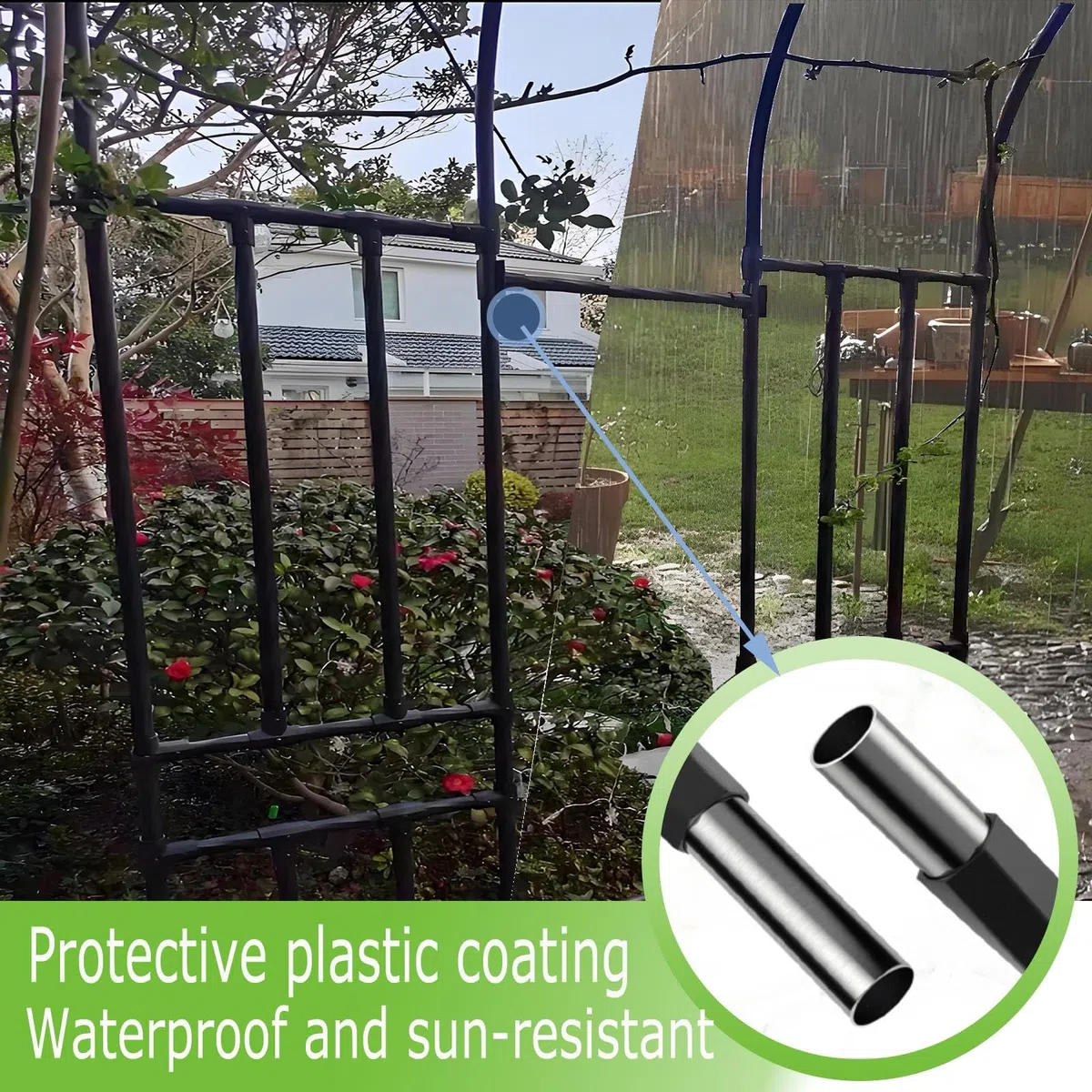 Traliccio da giardino in metallo per piante rampicanti, supporto per rose a semicerchio, supporto da parete, 1,2 m x 2,4 m, bianco, resistente, decorazione per esterni