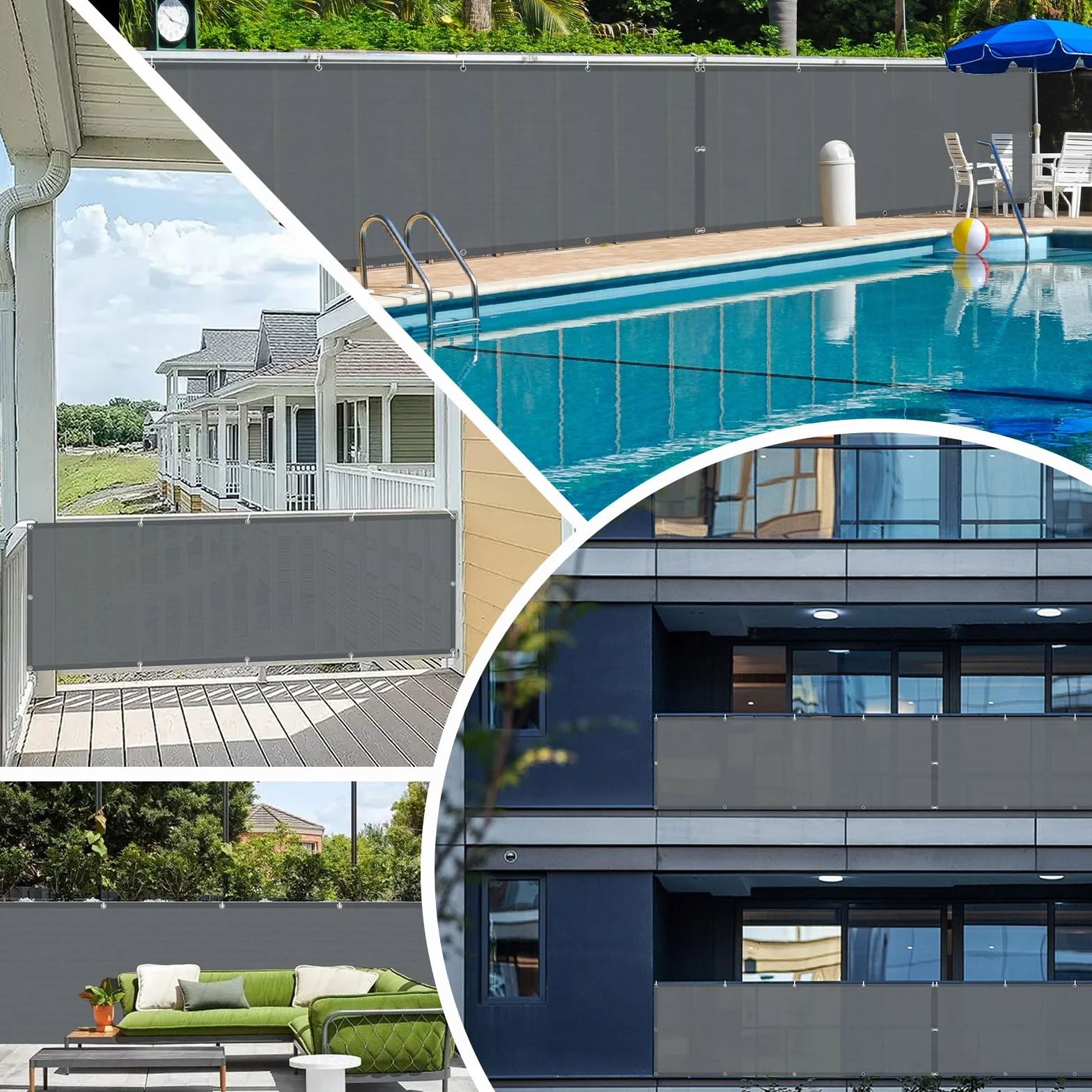 COOL AREA Frangivisto Balcone 90x500cm per Protezione Copri Ringhiera Balcone in HDPE Anti-UV Recinzione Copertura per Privacy Balcone Esterno Terrazza Giardino,Antracite