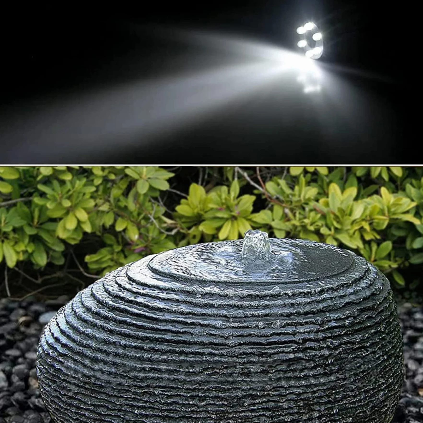 Forever Speed Fontana da Giardino con Pompa da 1500l / h con Illuminazione 3X Anello LED Bianco SP3 per Pietra di provenienza