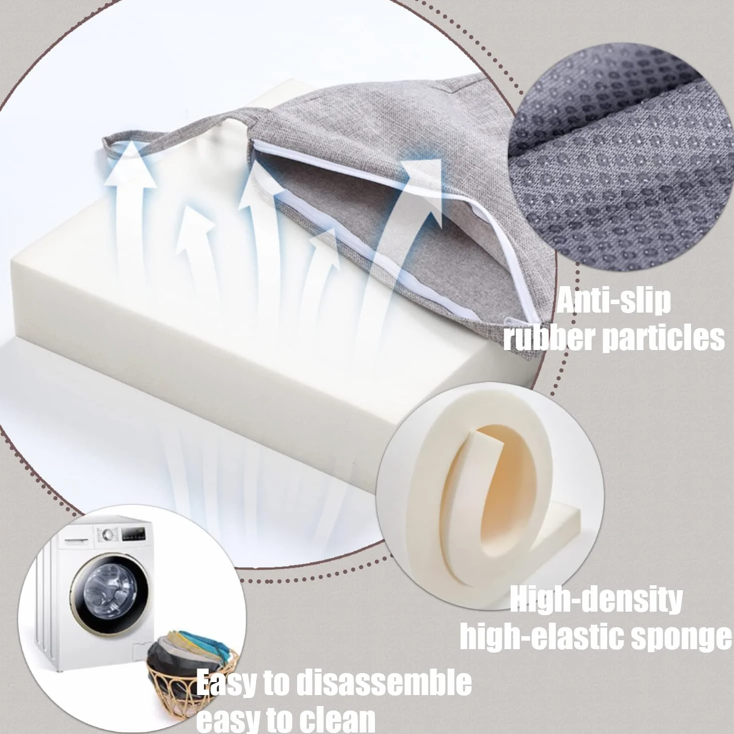 Kimgull Cuscino per panca finestra di baia Pads Giardino Antiscivolo Divano Sedile Stuoia per Altalena (80X30X5CM Grigio scuro blu)