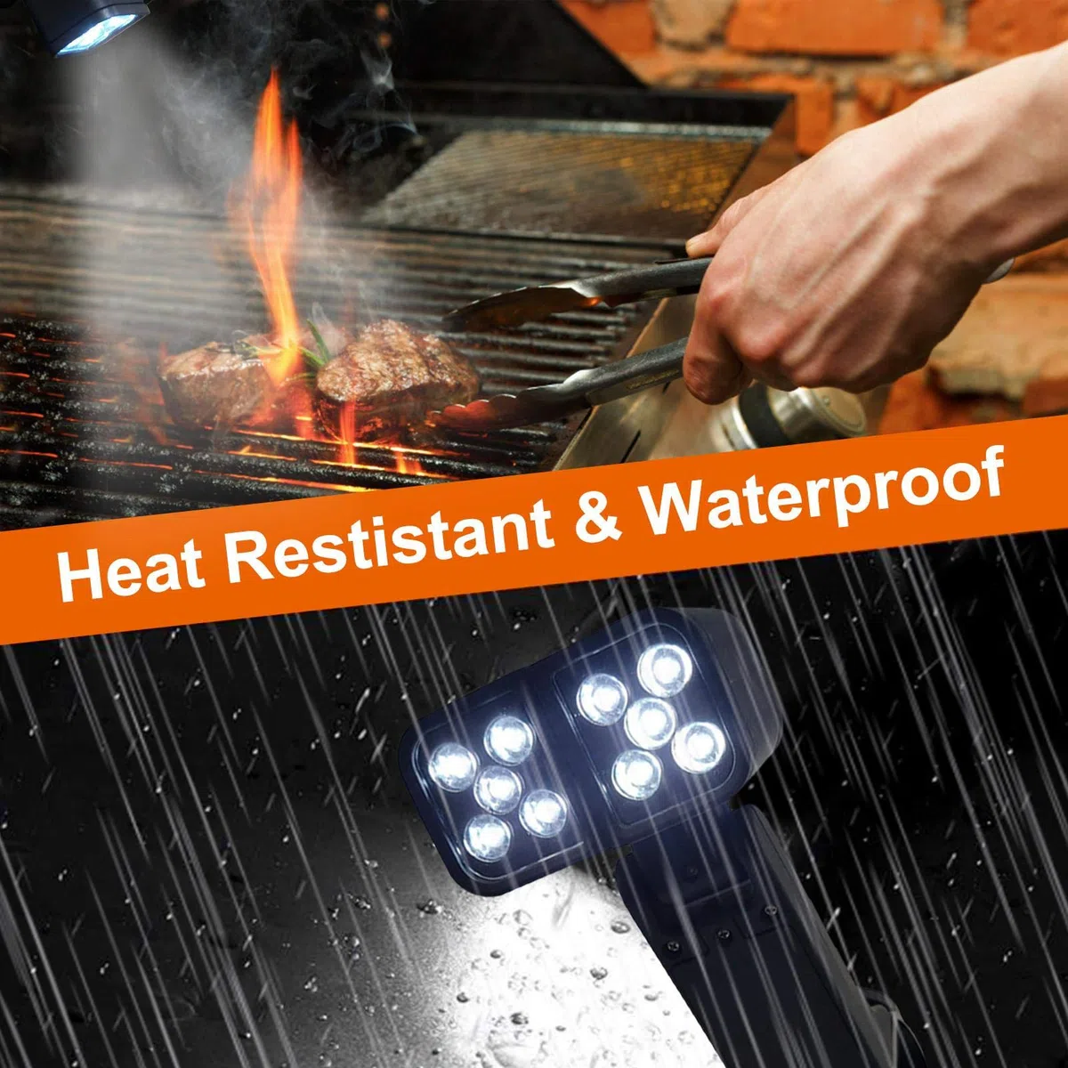 Luce LED per barbecue, impermeabile, super luminosa, resistente al calore, flessibile per grigliare all'aperto