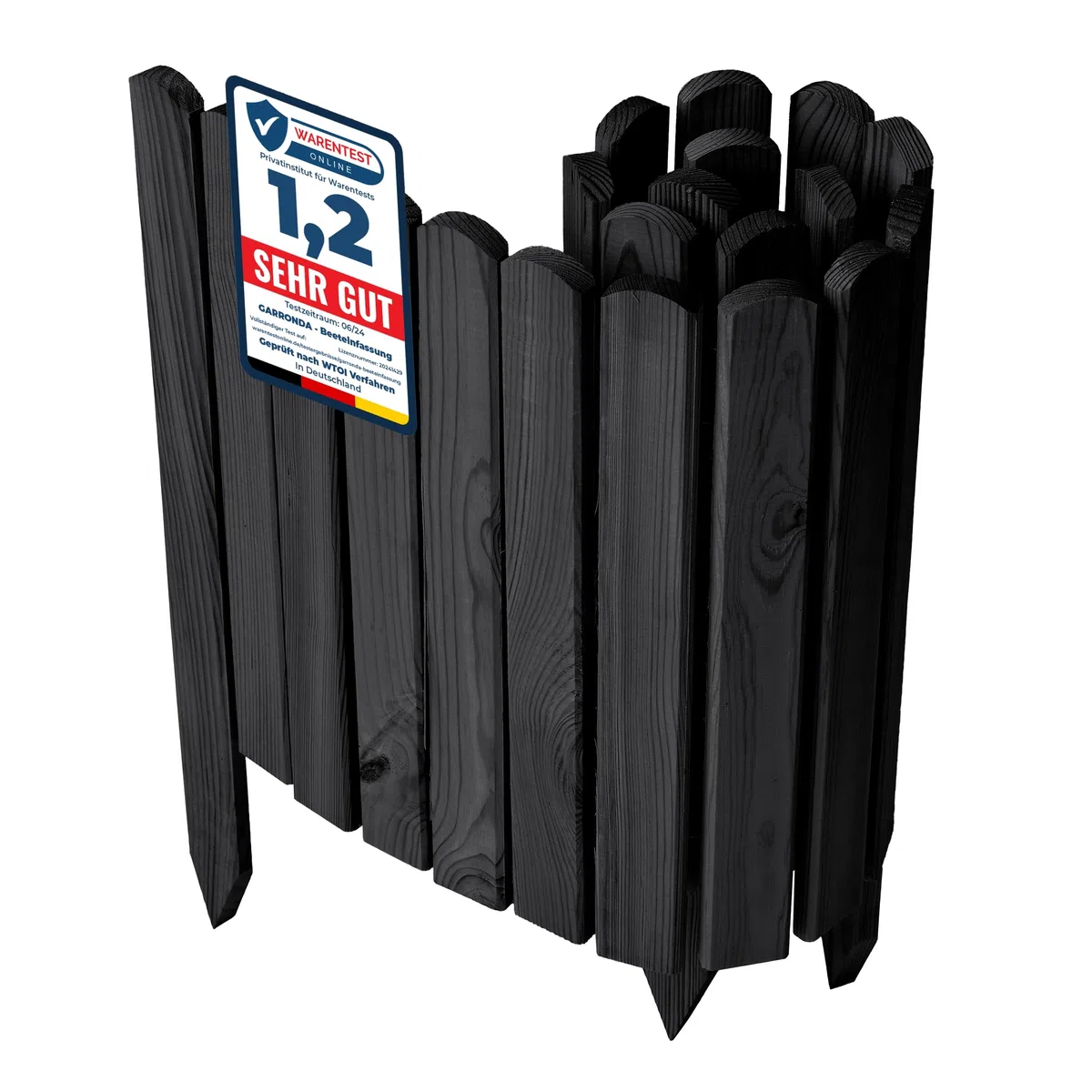 Garronda Rollborder Recinzione in legno flessibile 100 x 40 cm bordatura giardino bordura per aiuola staccionata in legno cordolo Decorazione da frutteti Palizzata GD-0148 Grafite