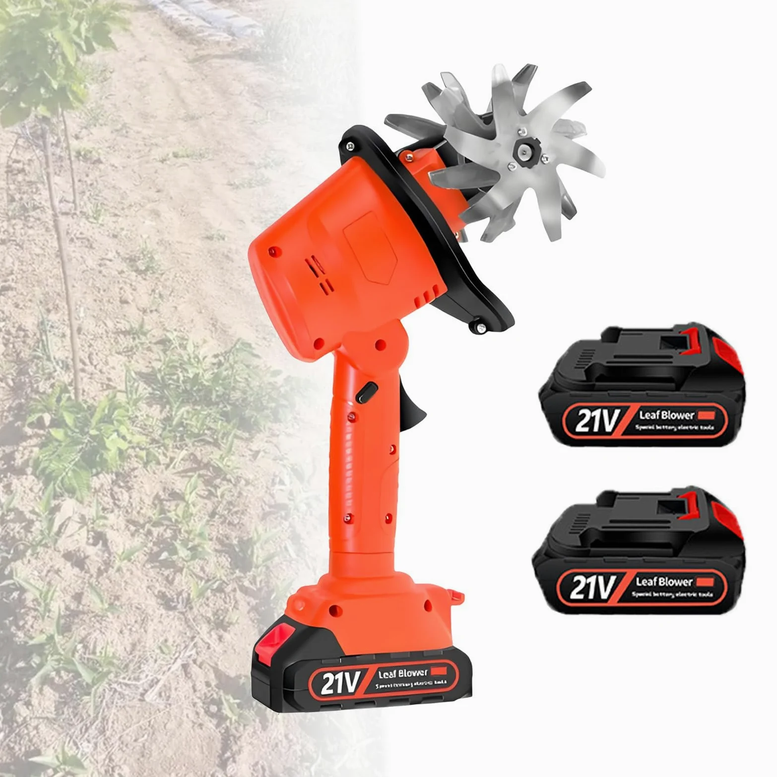 Motozappa Elettrica Da Giardino 21 V, Piccola Motozappa Da Giardino Con Batteria Al Litio, Profondità Di Lavoro 10 Cm, Motozappa Per Coltivare Il Terreno,Electrictiller-2batteries