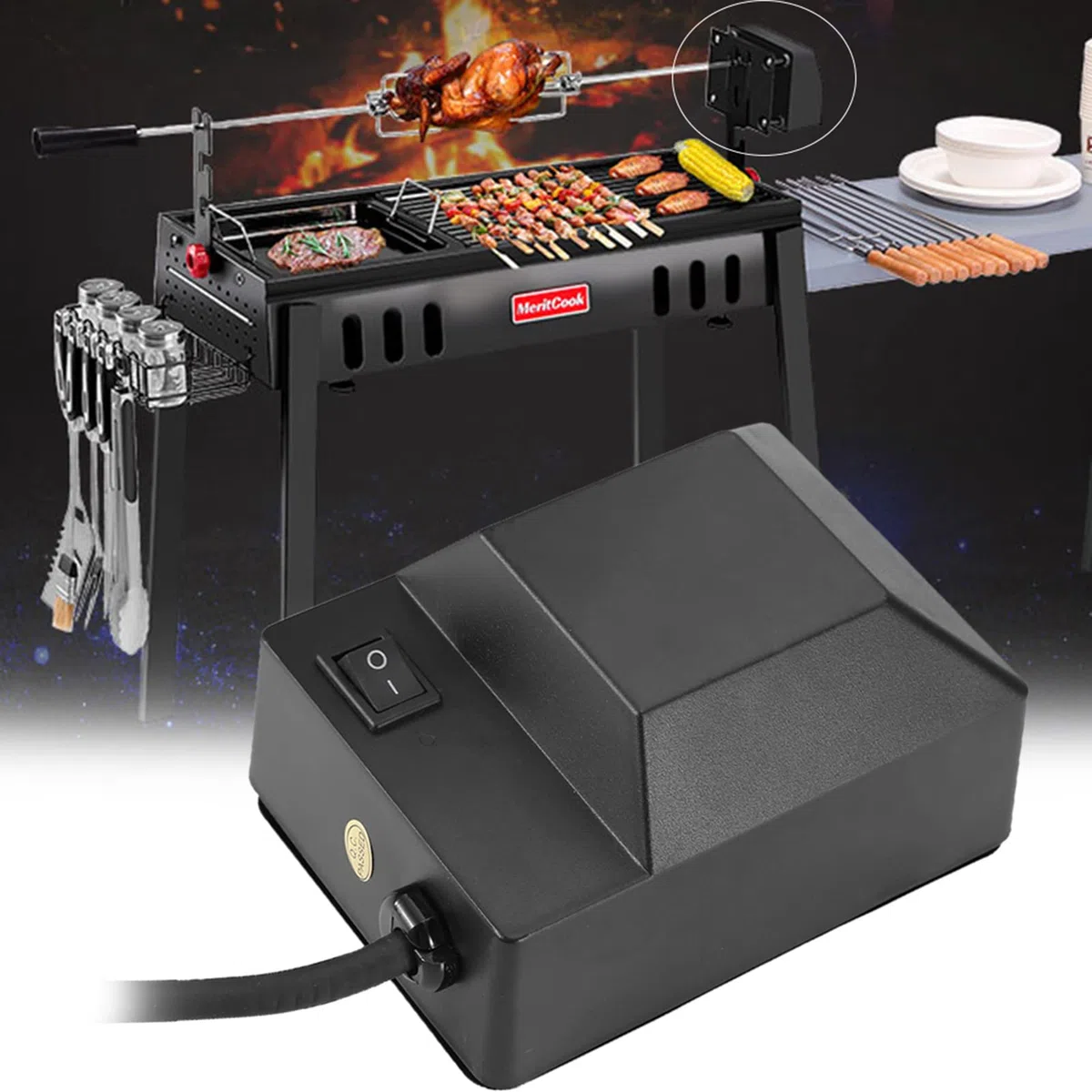 Elettrico Motore per Barbecue, BBQ Rosticceria Motore Girarrosto, Motore Grill Rotatore Strumento Barbecue 220 V Spina Europea