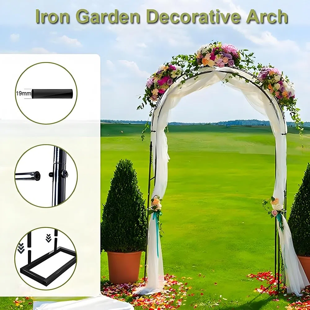 Arco da giardino in metallo, traliccio per piante rampicanti, supporto per glicine, pergola robusta per prato, decorazione per matrimoni, 140-280 cm, bianco, decorazione per esterni durevole