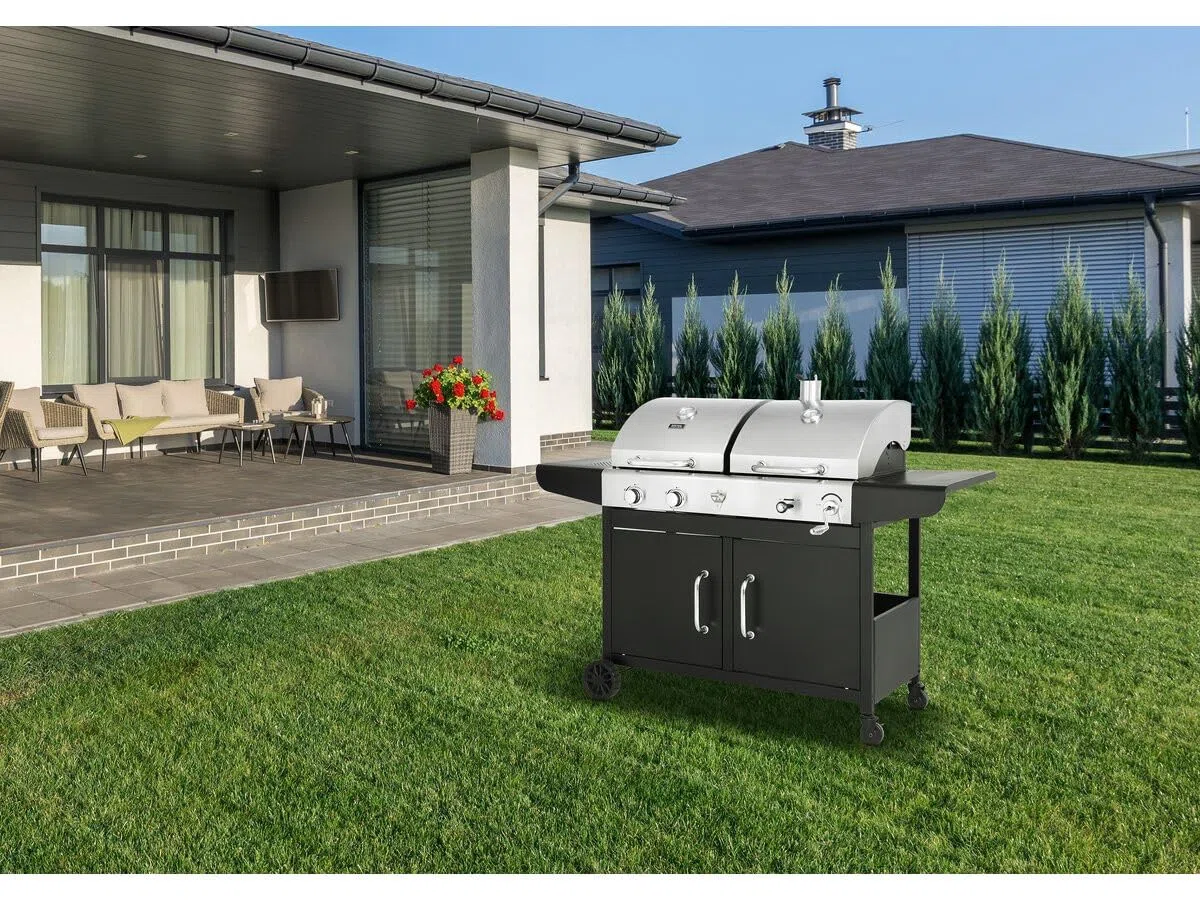 Barbecue "Western" a gas e carbonella 2 in 1 - Nero