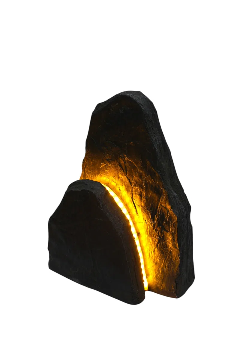 Rocce luminose a LED per il giardino, decorazione di rocce artificiali con illuminazione bianca calda, illuminazione da giardino resistente alle intemperie, effetto pietra (OG3001L)