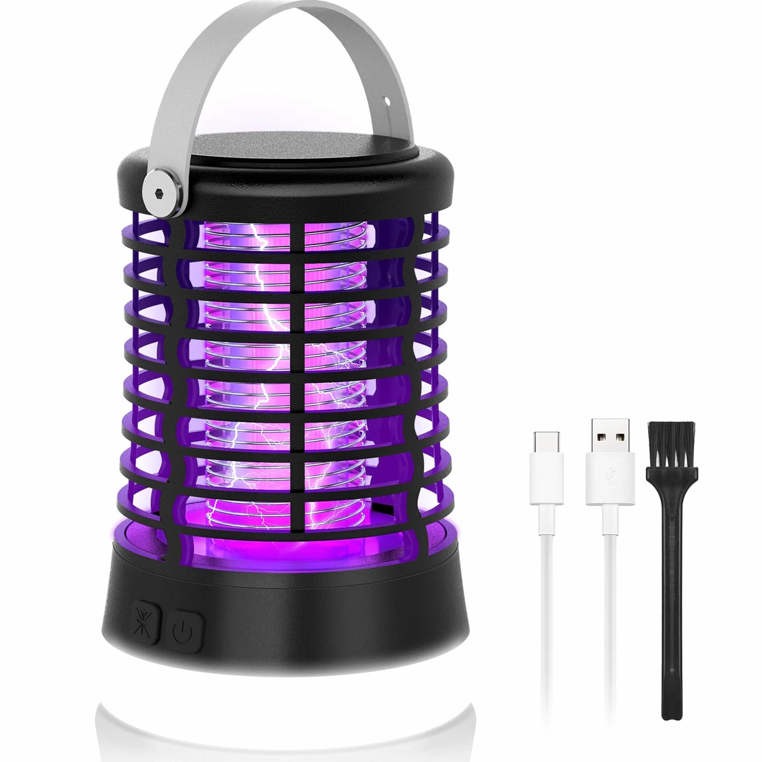Lampada Antizanzare da Esterno, Ammazza Zanzare Elettrico 2000V per Campeggio con Luce LED, Trappola per Zanzare Ricaricabile USB-C, IP66 Impermeabile, Batteria 2200mAh, per Giardino e Terrazza