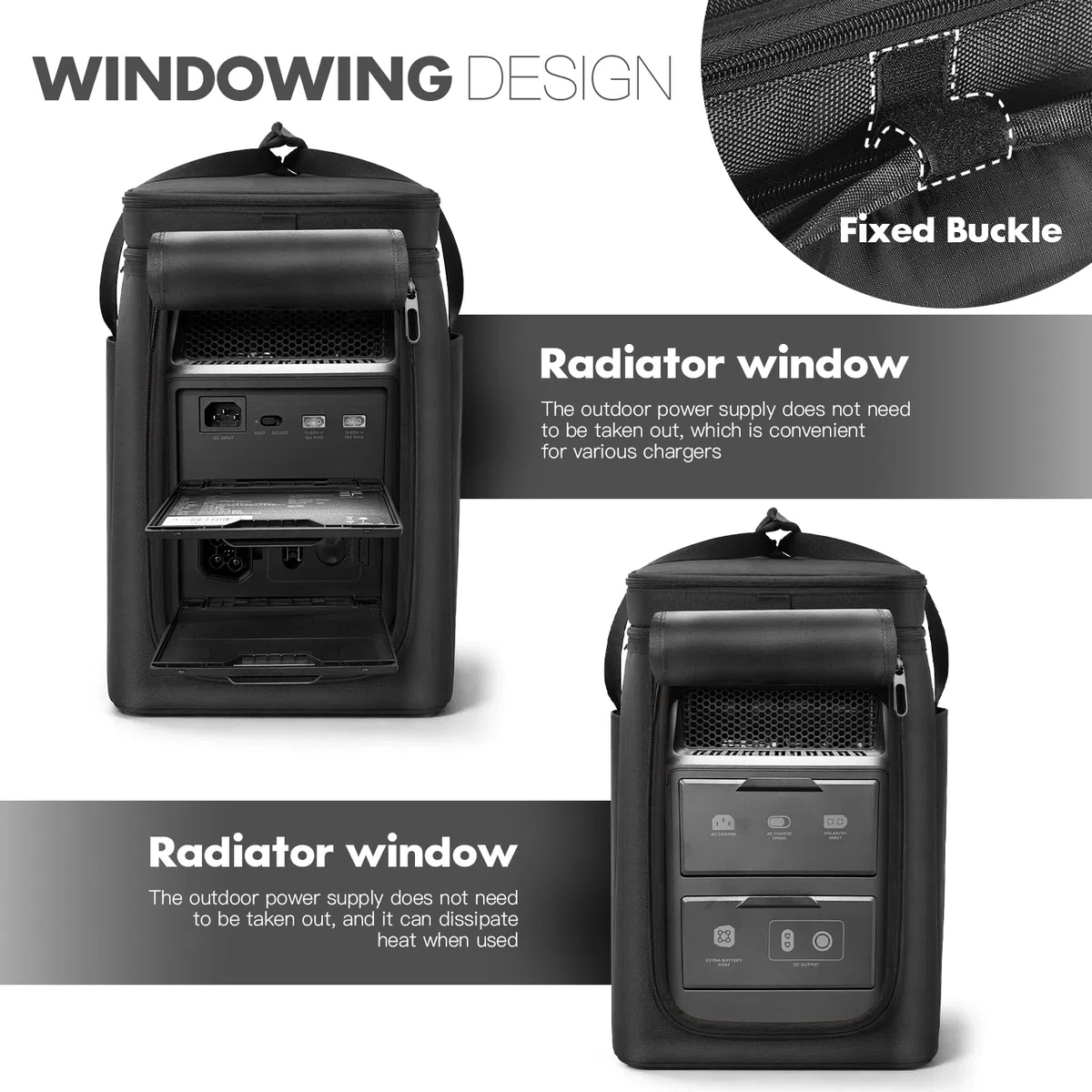 Custodia da trasporto compatibile con ECOFLOW DELTA 3 Max Plus/Delta 3 Max Power Station portatile da viaggio borsa con tasche, finestre a dissipazione del calore e accessori per tracolla