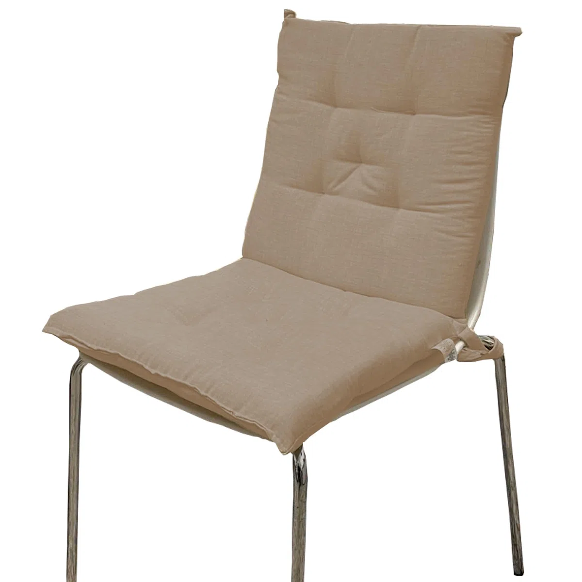 Home Tresor Set Cuscini Sedia con Schienale Imbottiti con Laccetti e Elastico di Fissaggio per Poltrone Sdraio Cucina Giardino 40x80 Cm Nuova Collezione - 6 Pezzi Tortora