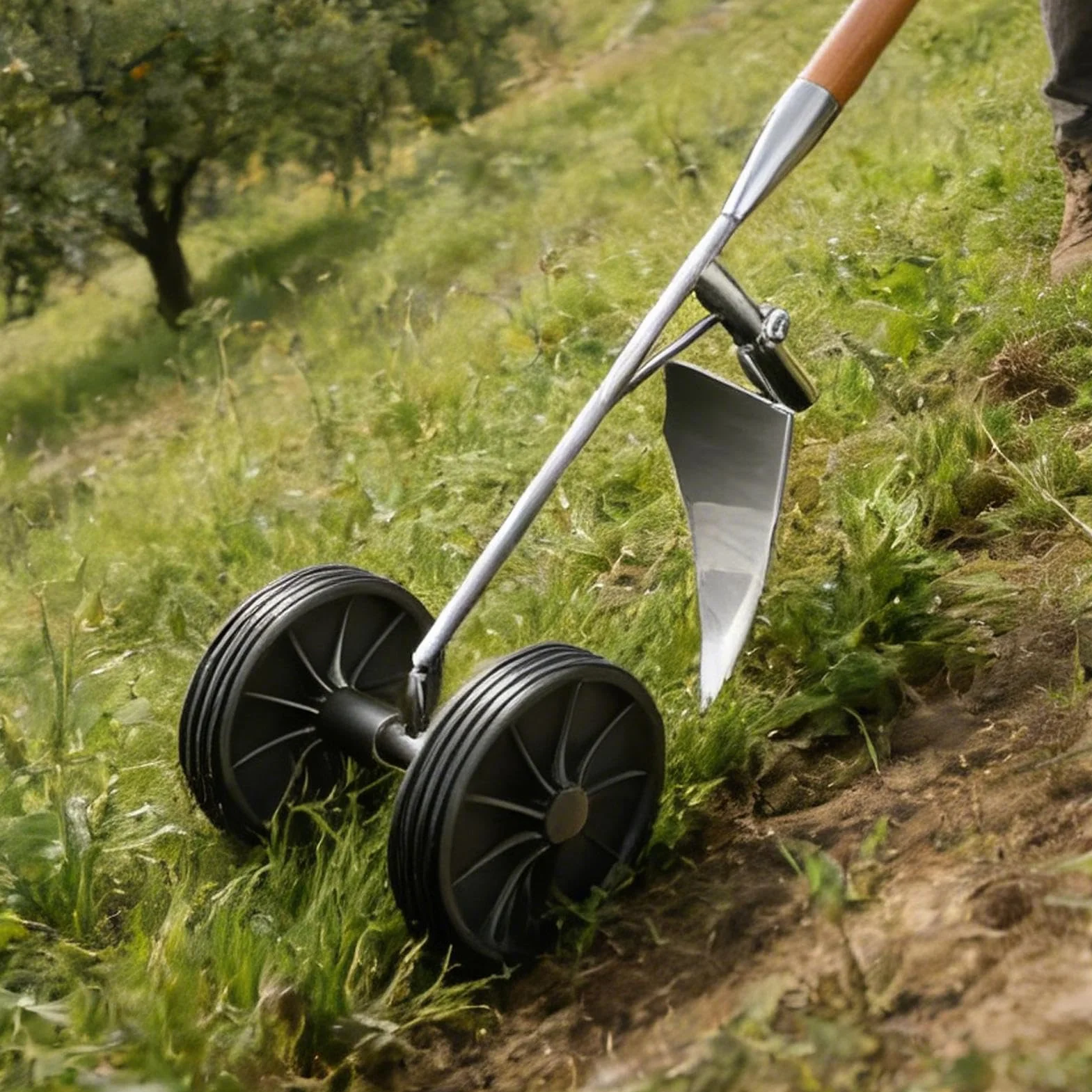 Zappa Manuale da Giardino,Vanghetta aeratrice per il terreno con doppie ruote,Zappa Manuale per Erbacce | per Uomo, Marito, Papà, Giardiniere, Agricoltore