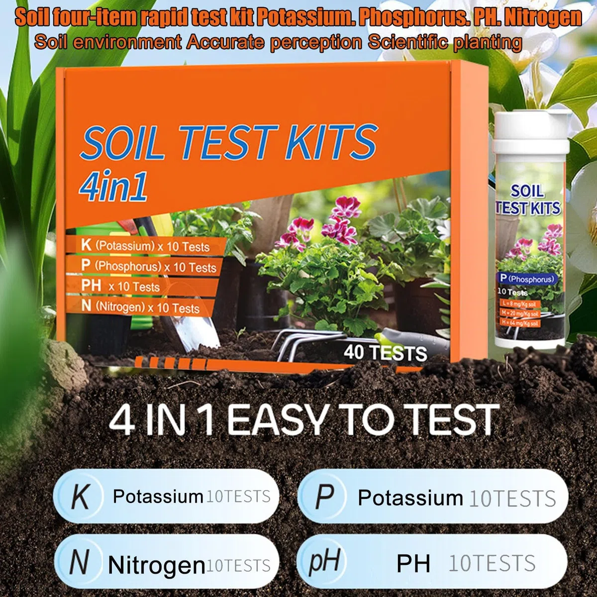 Kit Per Analisi Del Terreno Da Giardino - Strumento di Misura Multifunzione per Prati,Analizzatore Nutrienti per Viti Paesaggio Cortili Piante in Vaso Giardini Fattorie
