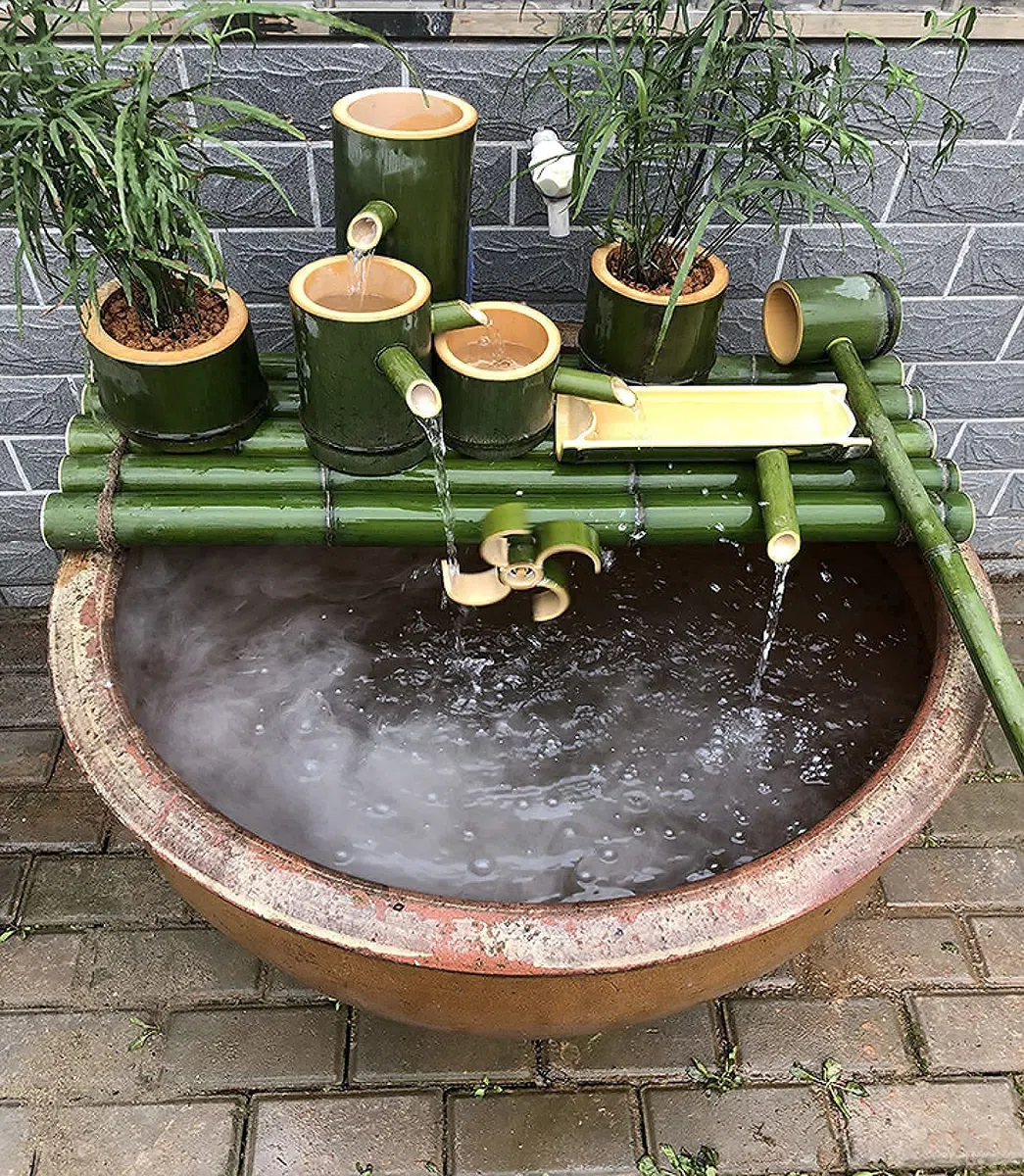 Caratteristica dell'Acqua del Giardino Fontana Solare Fontana di bambù Fontana da Esterno Utilizzata per Acquario, Acquario, Laghetto O Decorazione del Giardino Sembra Molto Interessante (6 (50 Cm/19