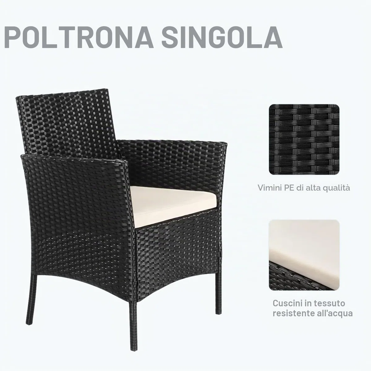 bigzzia Set da giardino con tavolo da esterno e sedie in resina intrecciata effetto rattan per giardino e balcone