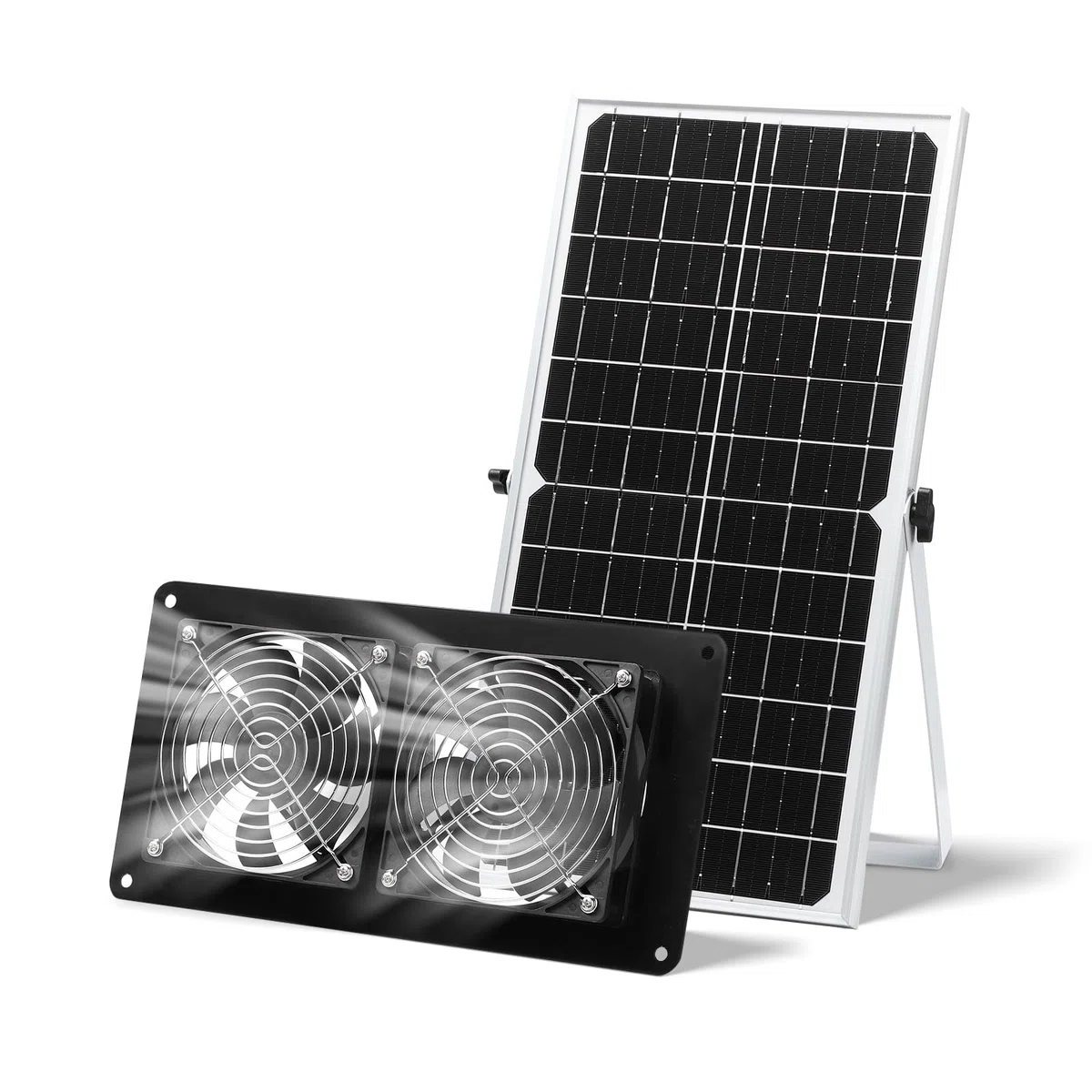 Ventilatore solare, 15 W, 9,84 ft, impermeabile, doppio ventilatore di scarico per piccoli polli, capannoni, case per animali domestici, circolazione dell'aria in serra all'aperto