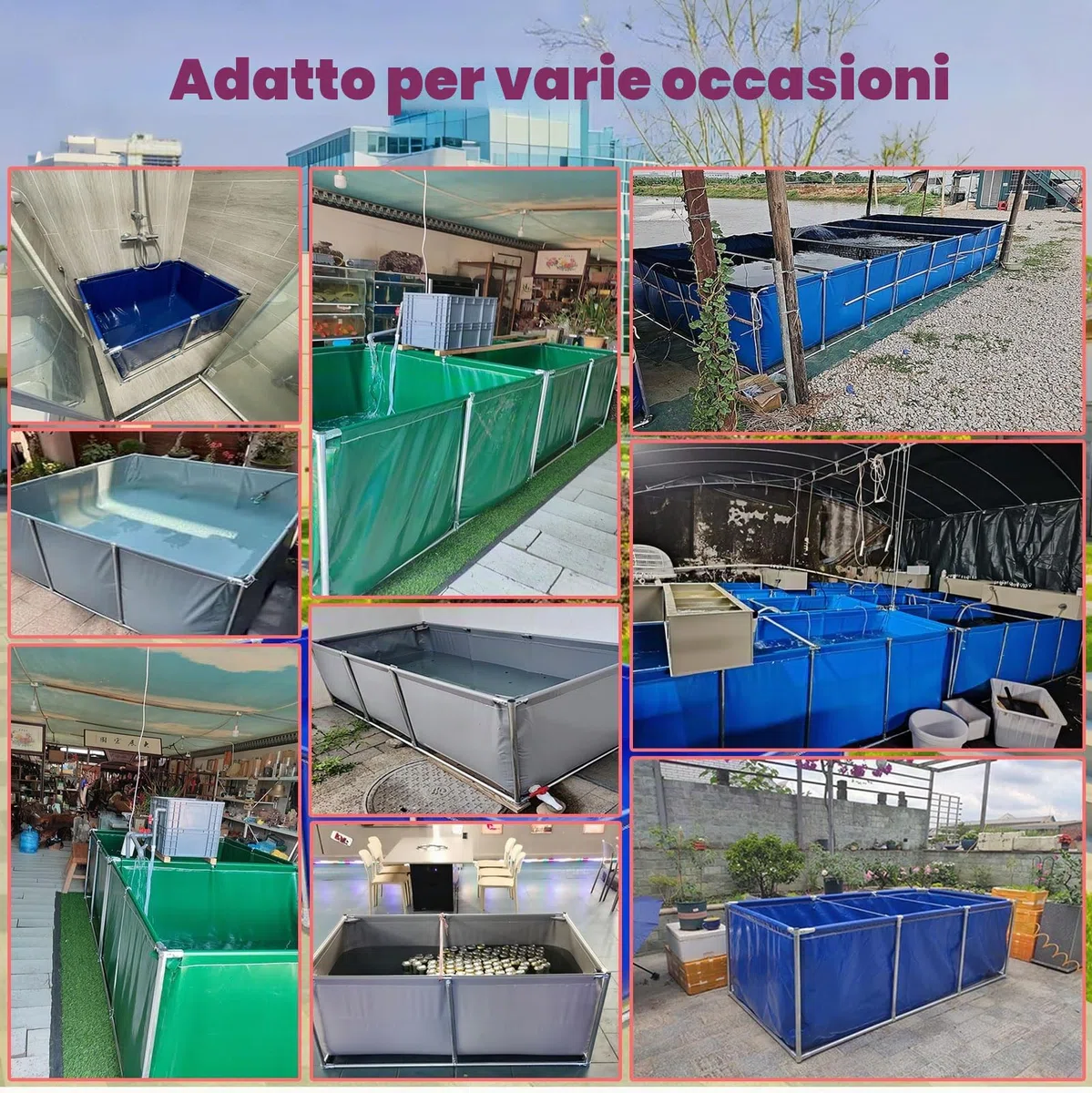 Grande piscina rettangolare con cornice, struttura in acciaio fuori terra, piscina da giardino per famiglie e bambini, capacità, facile da montare, telaio in metallo resistente, include toppa di