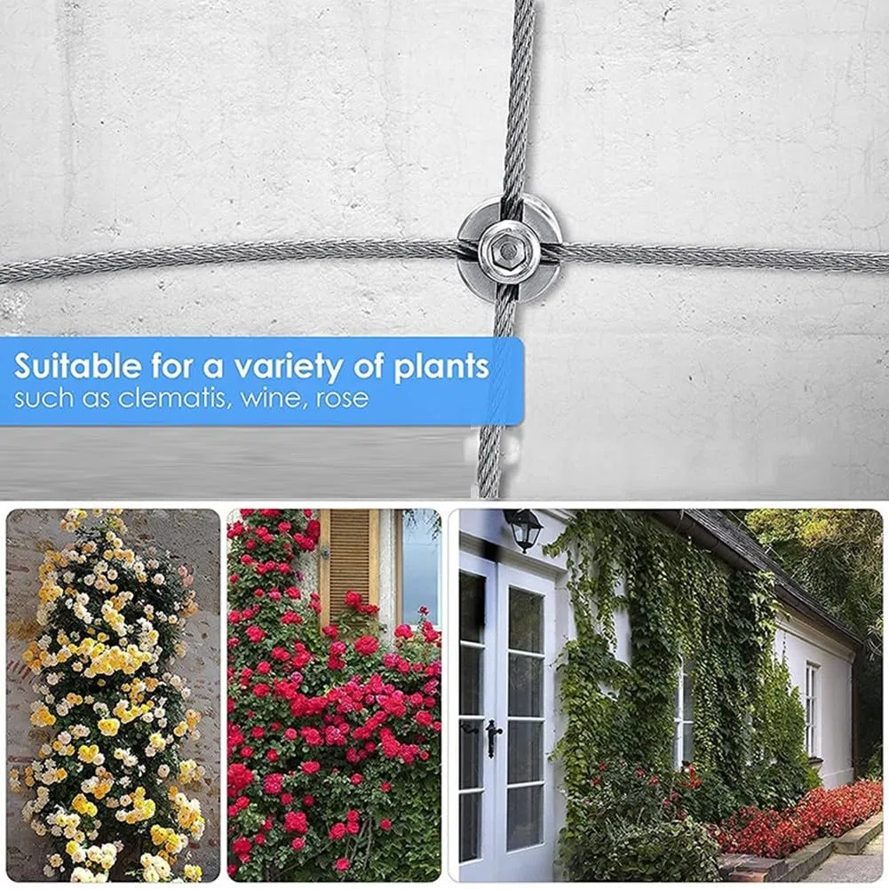 Flessibile 304 per graticcio in filo di acciaio inossidabile per pareti esterne, telaio antiruggine per piante rampicanti con design a flusso d'aria, kit di cavi da giardino fai da te, 16 m