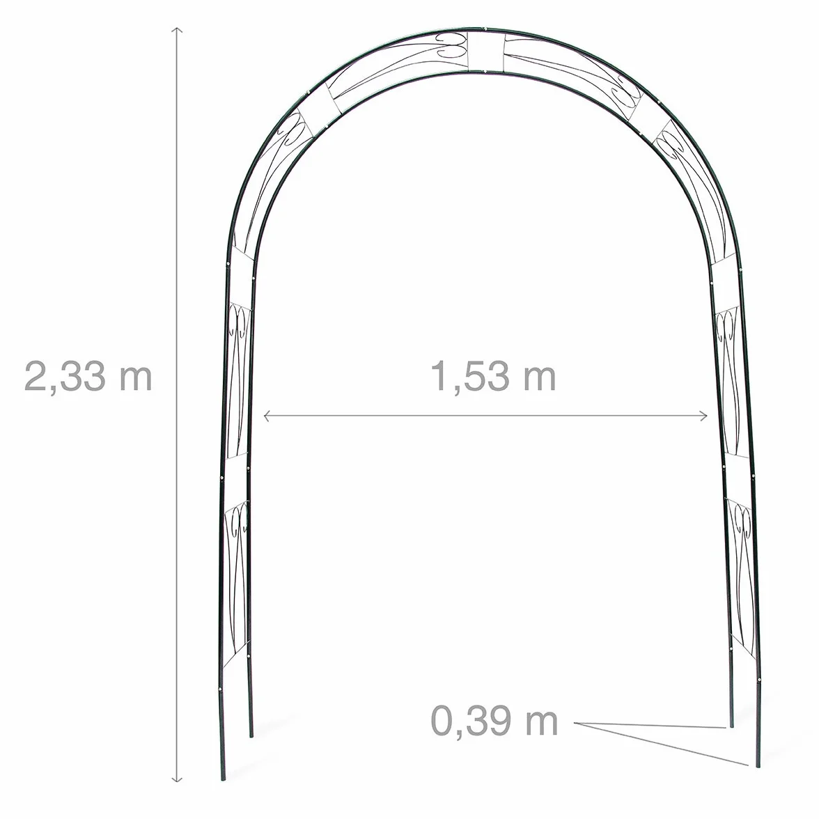 Relaxdays Arco per Rose Rampicanti, HLP 233x153x39 cm, Decorazione Giardino, Sostegno per Piante in Metallo, Verde Scuro