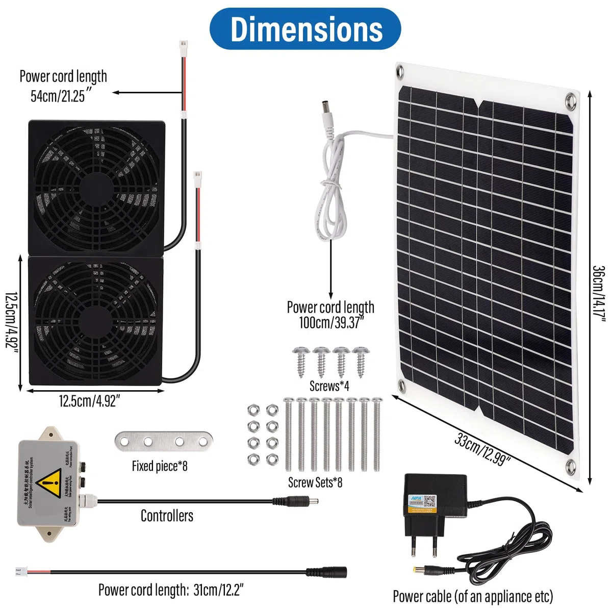 Kit Ventilatore Solare Con Pannello Solare Da 15 W, Impermeabile A Energia Solare, Doppio Ventilatore, Ventilatori Di Raffreddamento Vengono Utilizzati In Pollaio, Serre E Gabbie Per Animali