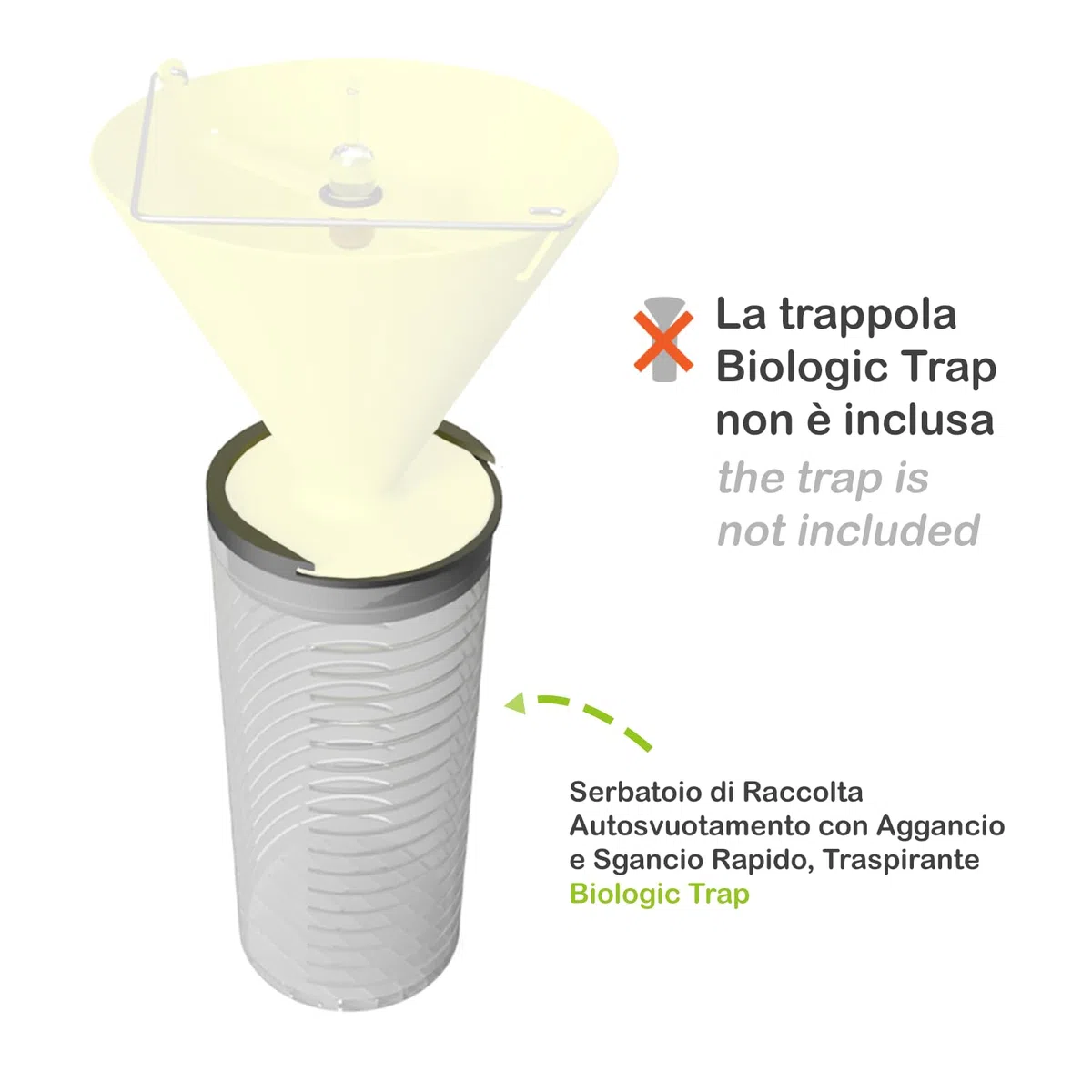 P.O.P.Y. | Serbatoio POPY per Trappola Popillia Japonica – Biologico, Traspirante e Autosvuotante con Aggancio Rapido – Svuotamento Facile e Sicuro, Cattura Massale
