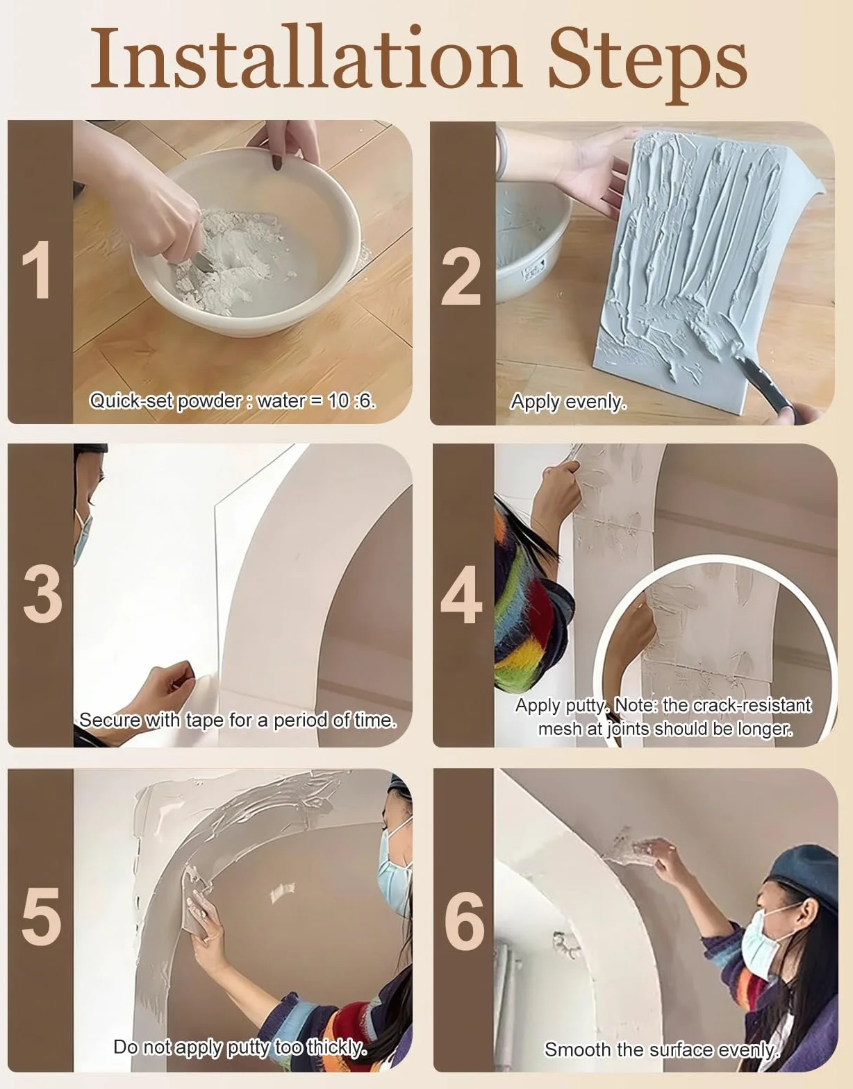 Set di 2 cornici precurvate per Arco Porta, Modanatura Universale ad Arco Arrotondato per Porta, Inserto ad Arco semicircolare verniciabile, Kit di Decorazione per Arco Interno (10x18x18 cm