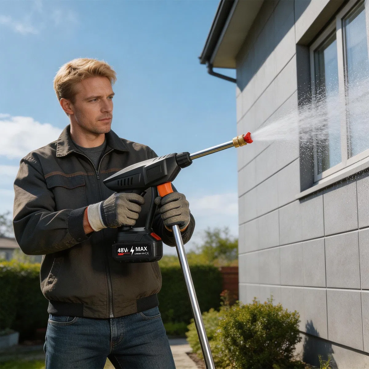 Idropulitrice ad Alta Pressione con Avvolgitubo da 5 m Ricaricabile | Idropulitrice Portatile per Pulizia Per Veicoli, Biciclette, Interni, Esterni, Casa, Mobili, Balcone, Cortile, Giardino,