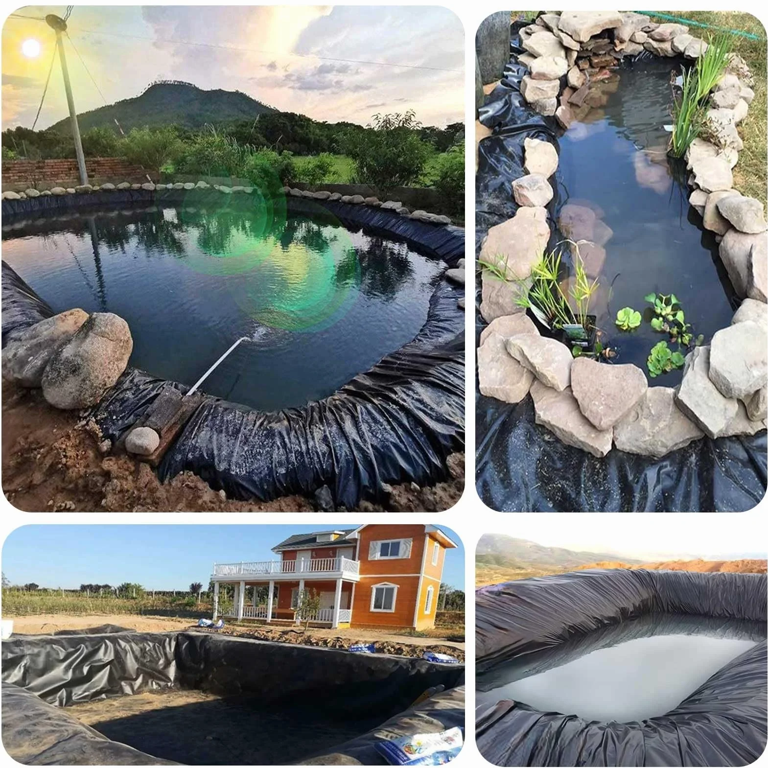 Rivestimento per laghetti, membrana HDPE da 0,12 mm, per stagni di pesci e anatre, pellicola impermeabile flessibile (4 x 12 m), soluzione di protezione per stagni resistenti